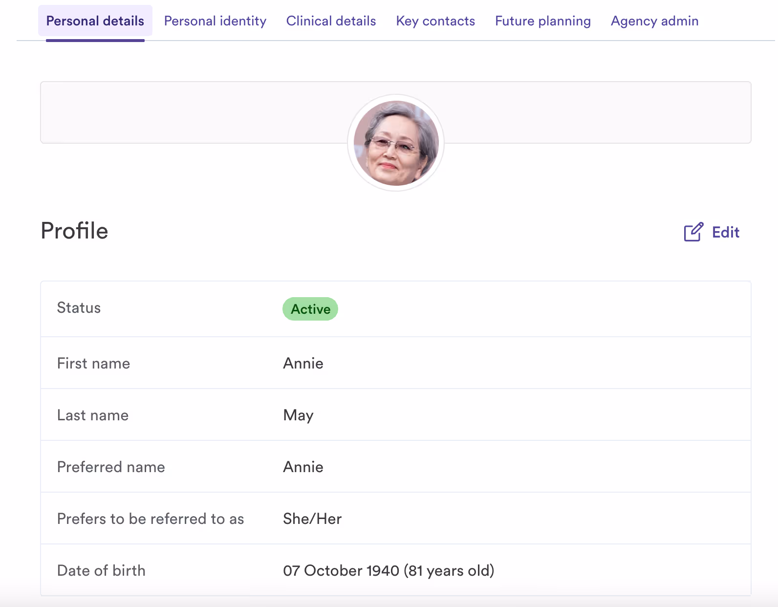 About Me profile in Birdie