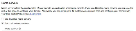 Google Custom Name Servers