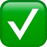 White check mark icon on a green rounded square background.