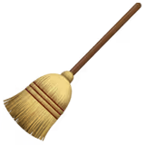Illustration of a traditional straw broom with a wooden handle.