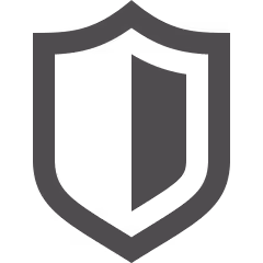 Shield icon with vertical division, representing protection or security.