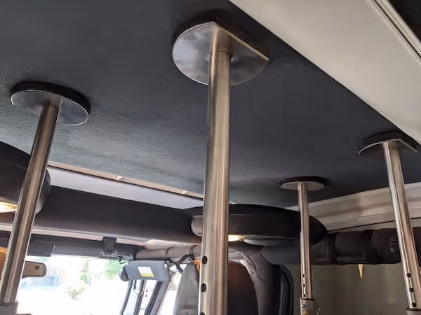 Photo of the "half moon" top posts inside a Jeep