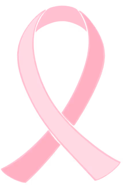 Pink awareness ribbon symbolizing breast cancer awareness.