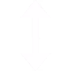 White vertical double-headed arrow pointing up and down on black background.