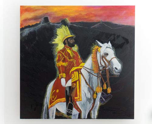 Anna Sebastian 'Burning Spear', 2022, Oil on canvas, 150 x 150cm. Images courtesy the artist and Harlesden High Street.
