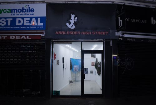 Installation View, Pieces of a SCATTSMAN at Harlesden High Street. Photography by Jonny Tanna, images courtesy the artist and Harlesden High Street.