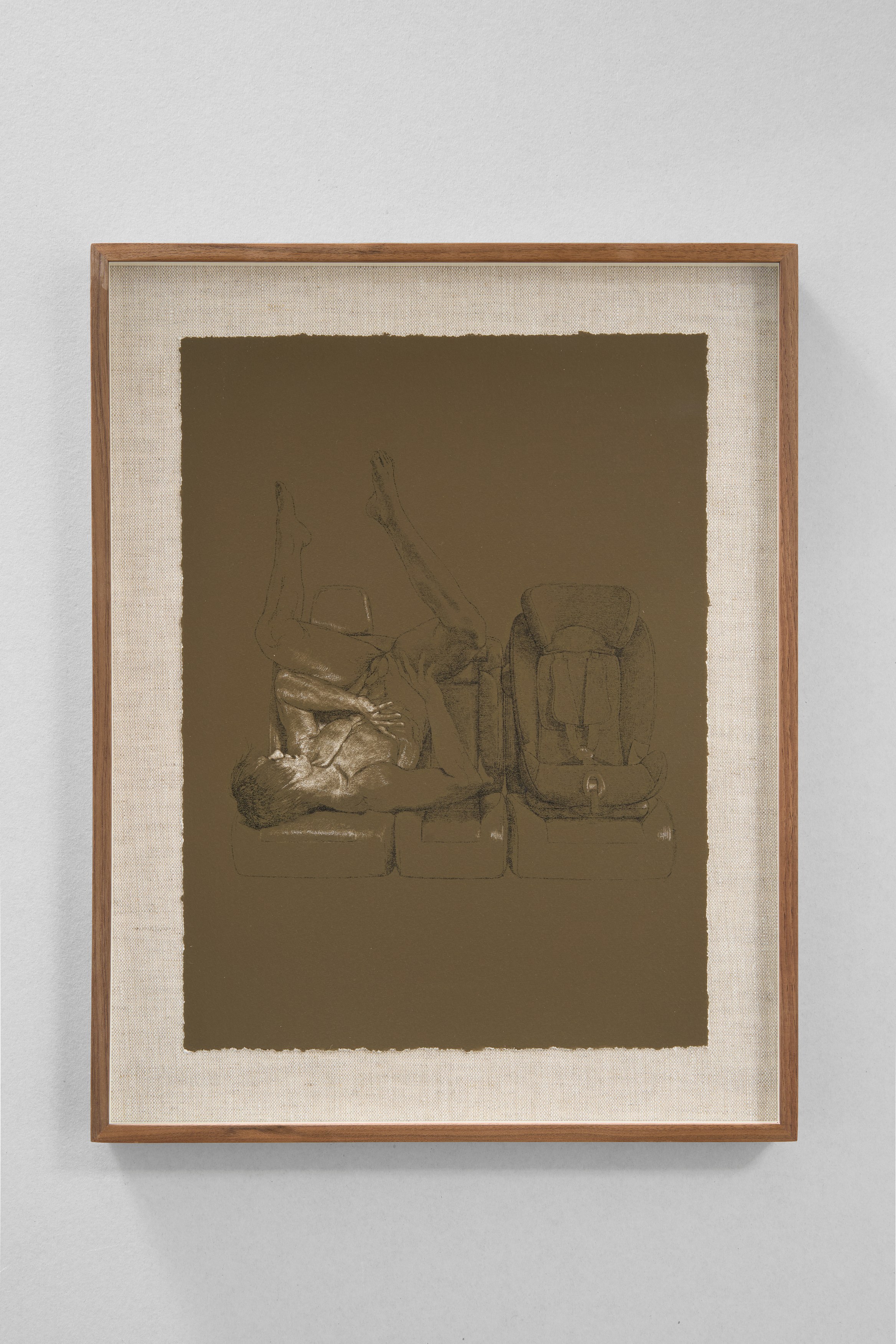 Figure on Back 4 (sleep 6), 2024 Plate lithograph, pencil, and white chalk on cotton rag paper. 28 × 38 cm. Courtesy of the artists and Simian, Copenhagen. Photos by Brian Kure / GRAYSC.