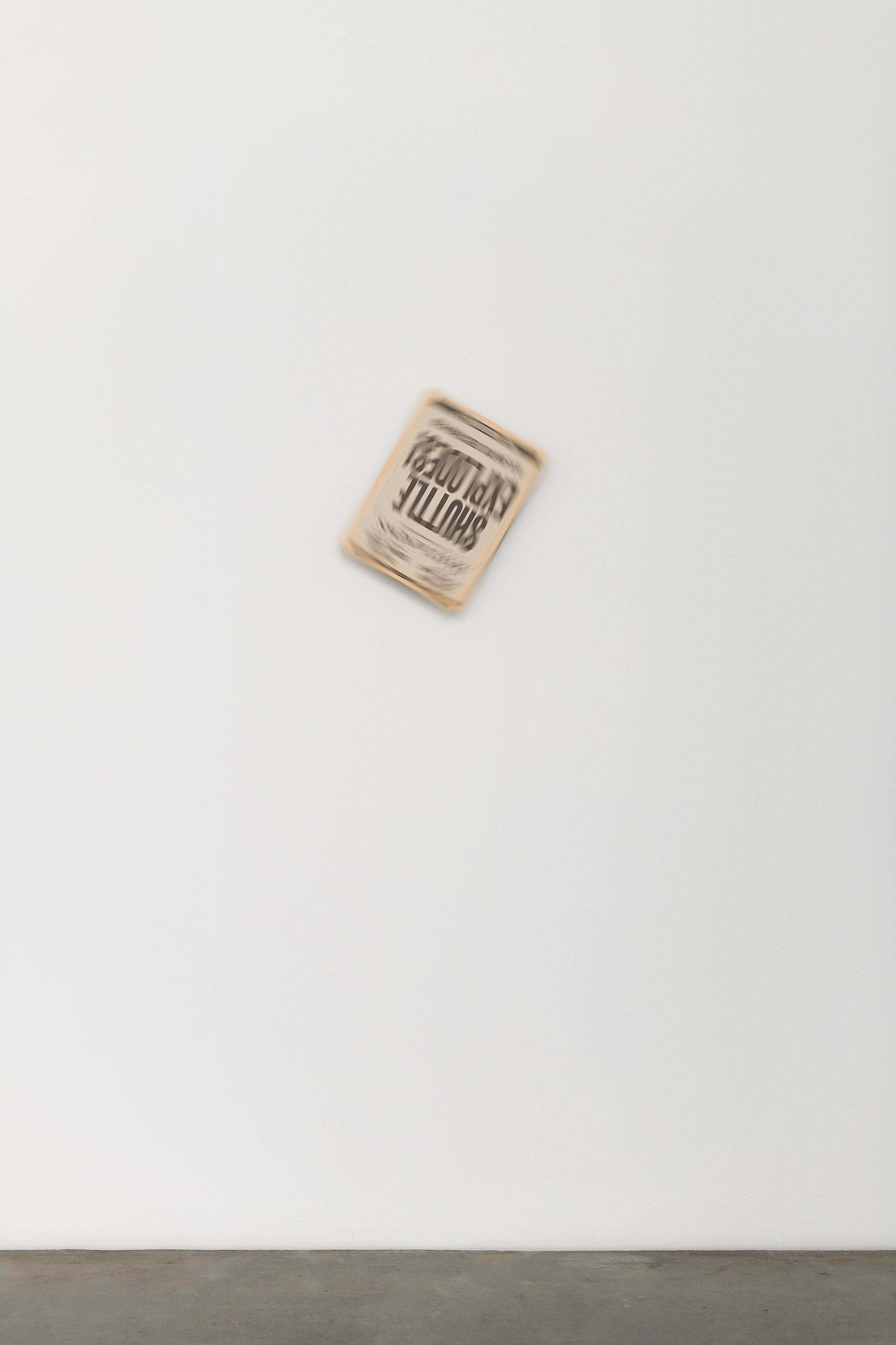 Tablooid, 2025 Newspaper film prop, aluminium, motor 37.5 x 28 cm unique