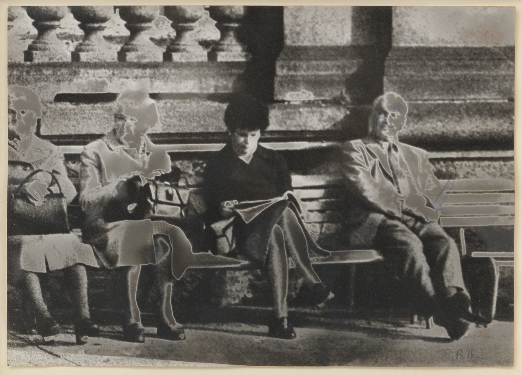 Sigmar Polke “Untitled (Park Bench)”, 1972 Unique gelatin silver print with pen and ink 8 1/2 x 12 inches 21.5 x 30.5 cm POG 6198