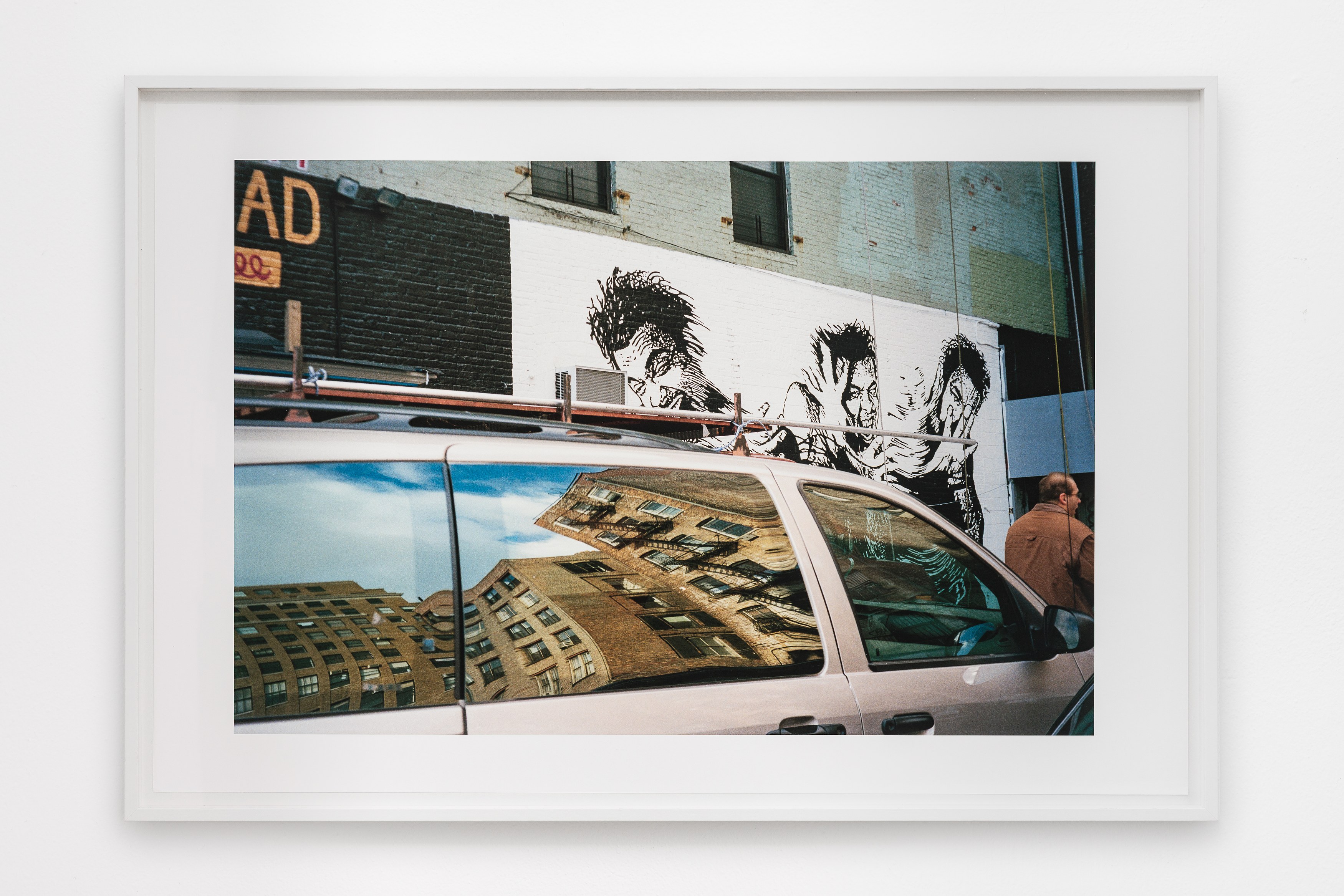 Jean Baudrillard, New York, 1997, Jean Baudrillard, Carissa Rodriguez, Tiffany Sia at FELIX GAUDLITZ, Vienna, 2025. Courtesy: the artist, Château Shatto, Los Angeles, and FELIX GAUDLITZ, Vienna. Photo: kunst-dokumentation.com