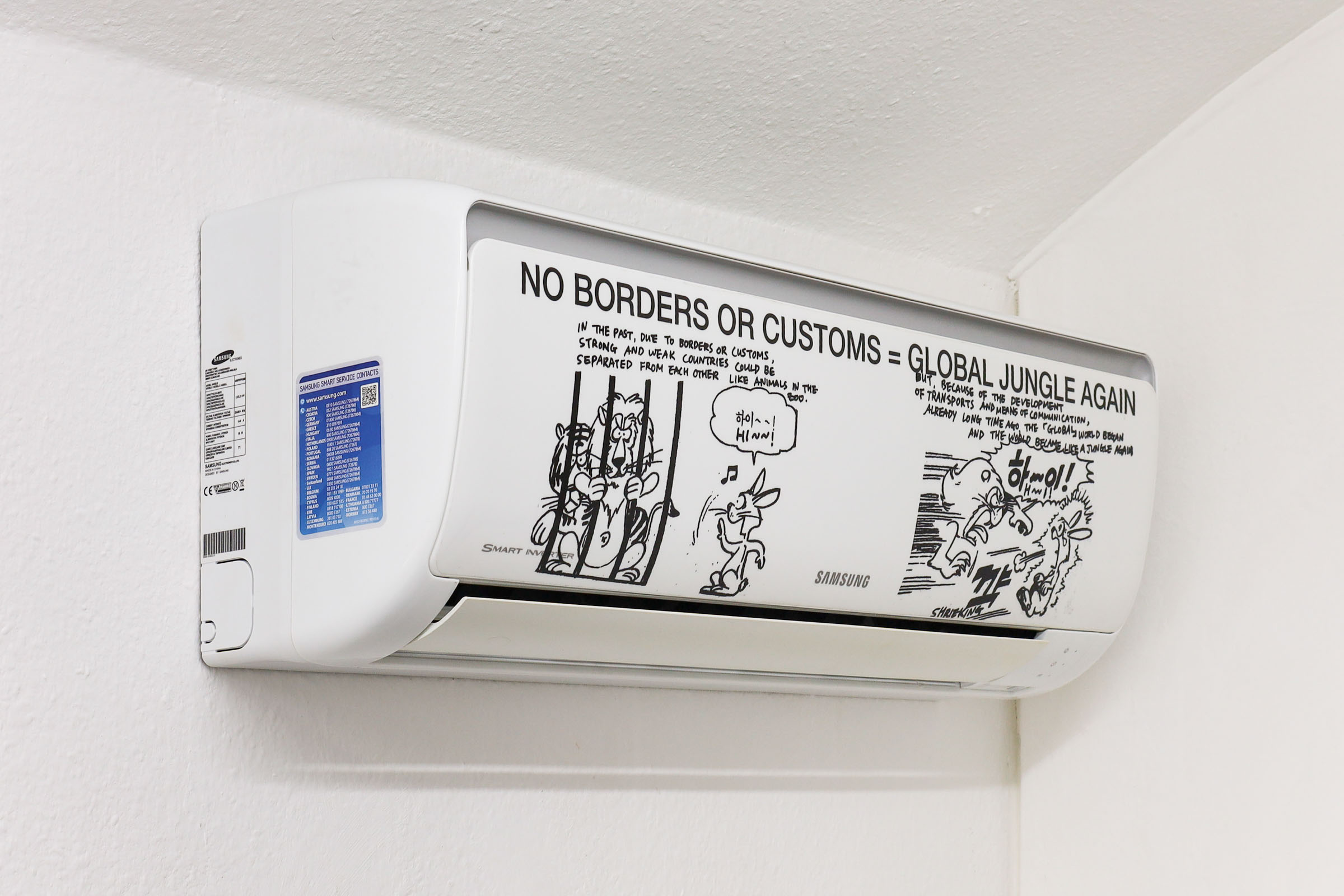 Nik Geene, Con Air, 2025, Steel, aluminum, copper, polycarbonate, foam, rubber, freon, vinyl, ink, 80cm x 29cm x 22cm