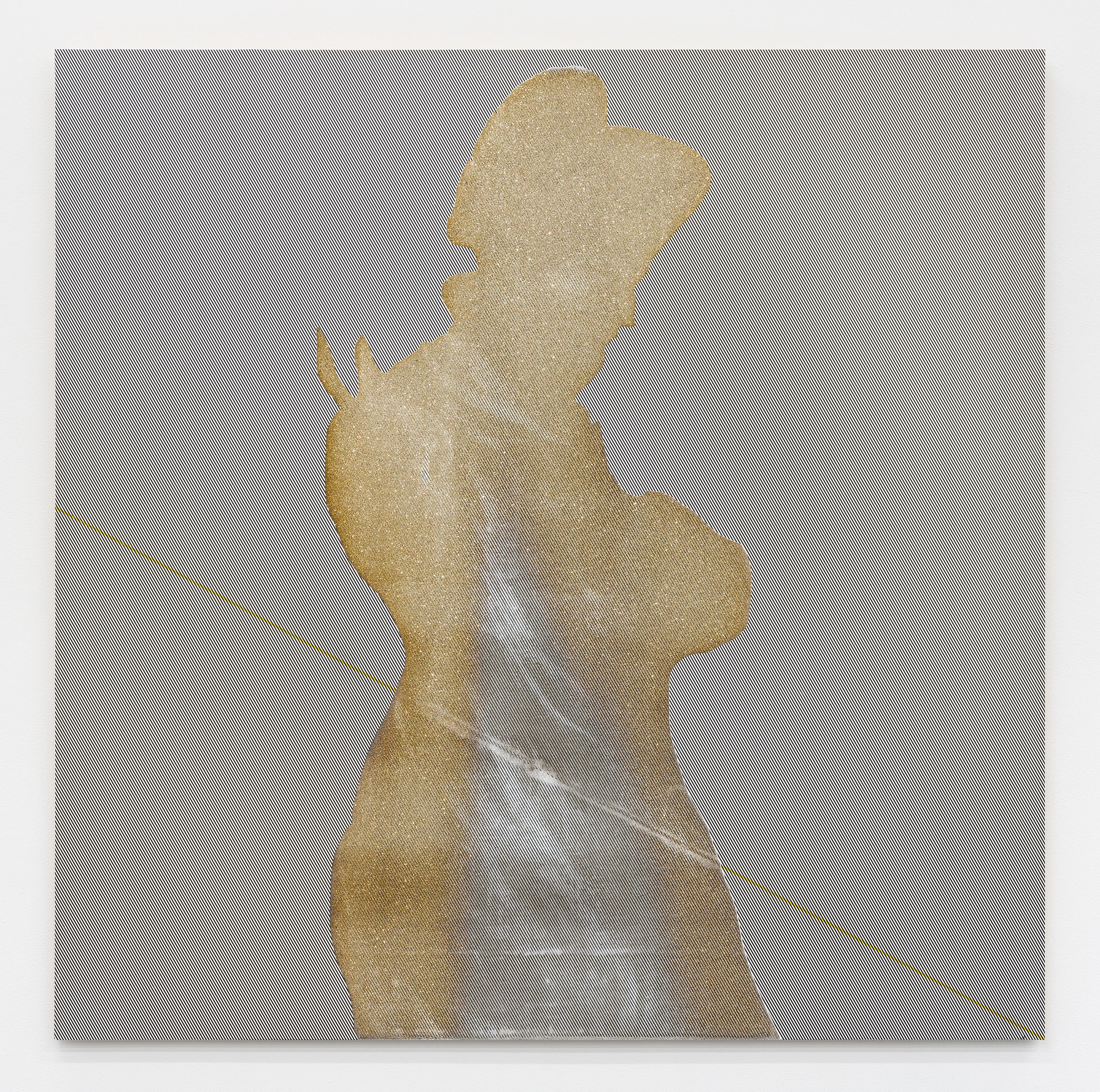 R. H. QUAYTMAN, Modern Subjects, Chapter Zero [A Scene in Hell I, Napoleon], 2021, silver glitter, acrylic, silkscreen ink, gesso on wood, 52 3/8 x 52 3/8 x 1 1/4 in (133 x 133 x 3.2 cm)