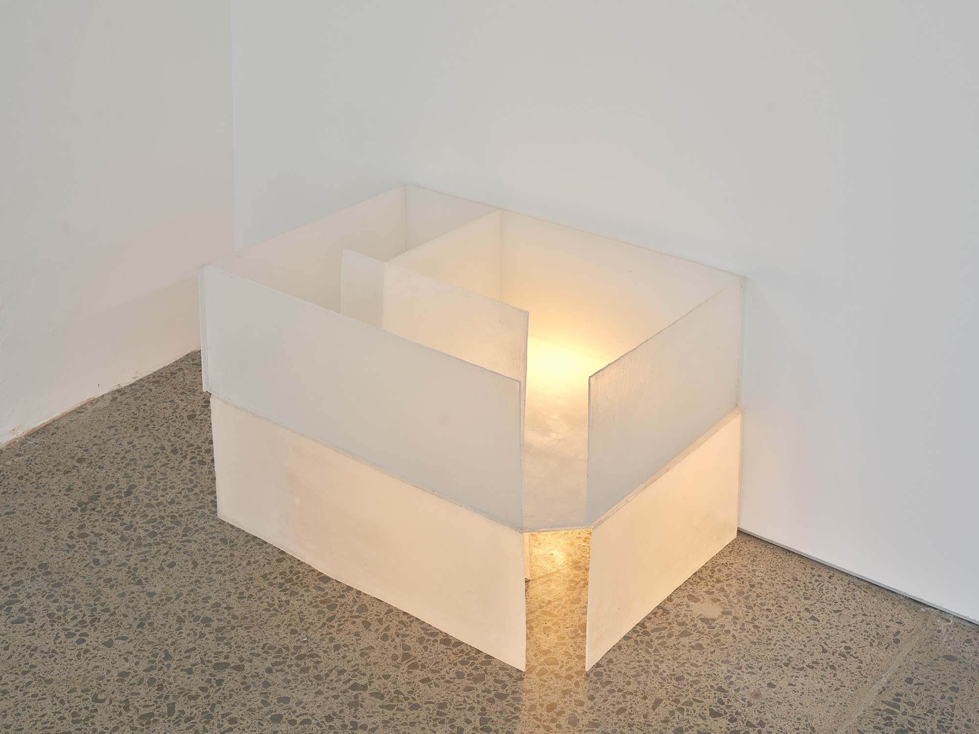 Ammon Ngakuru, An Idea (I like the corner), 2025, resin, lightbulb, 440 x 720 x 500mm, courtesy of Coastal Signs