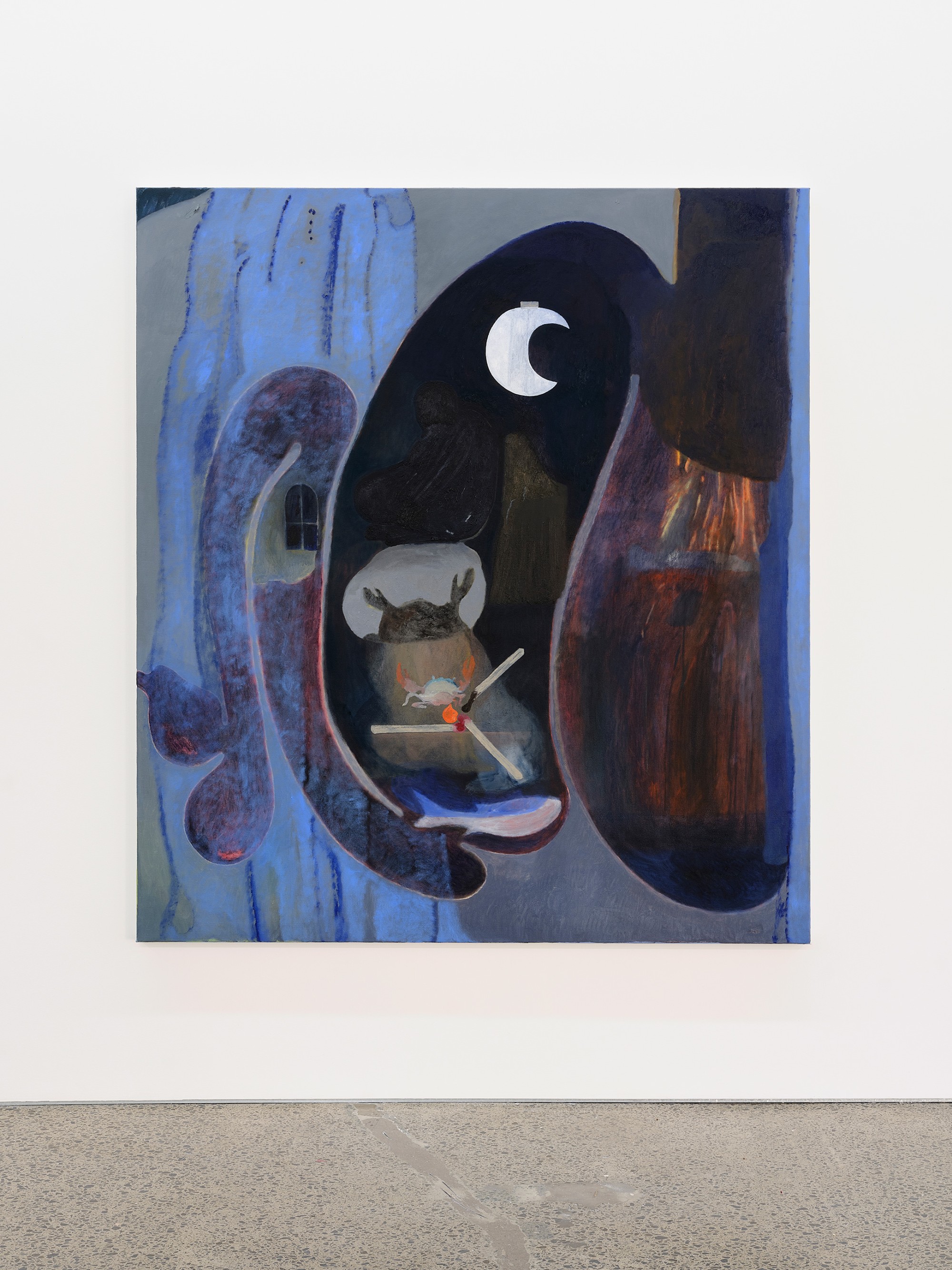 Ammon Ngakuru, Jonah and the Whale, 2025, oil on canvas, 1850 x 1650mm, courtesy of Costal Signs