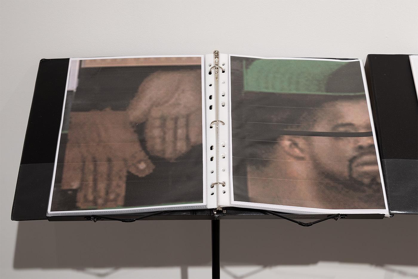 And I Come Apart (Skins), 2024, Inkjet prints, cellophane sleeves, binder, 11.5 x 21 x 1 in (29.2 x 53.3 x 2.5 cm) Open 11.5 x 10 x 1 in (29.2 x 25.4 x 2.5 cm) Closed. Courtesy of the artist and Derosia.