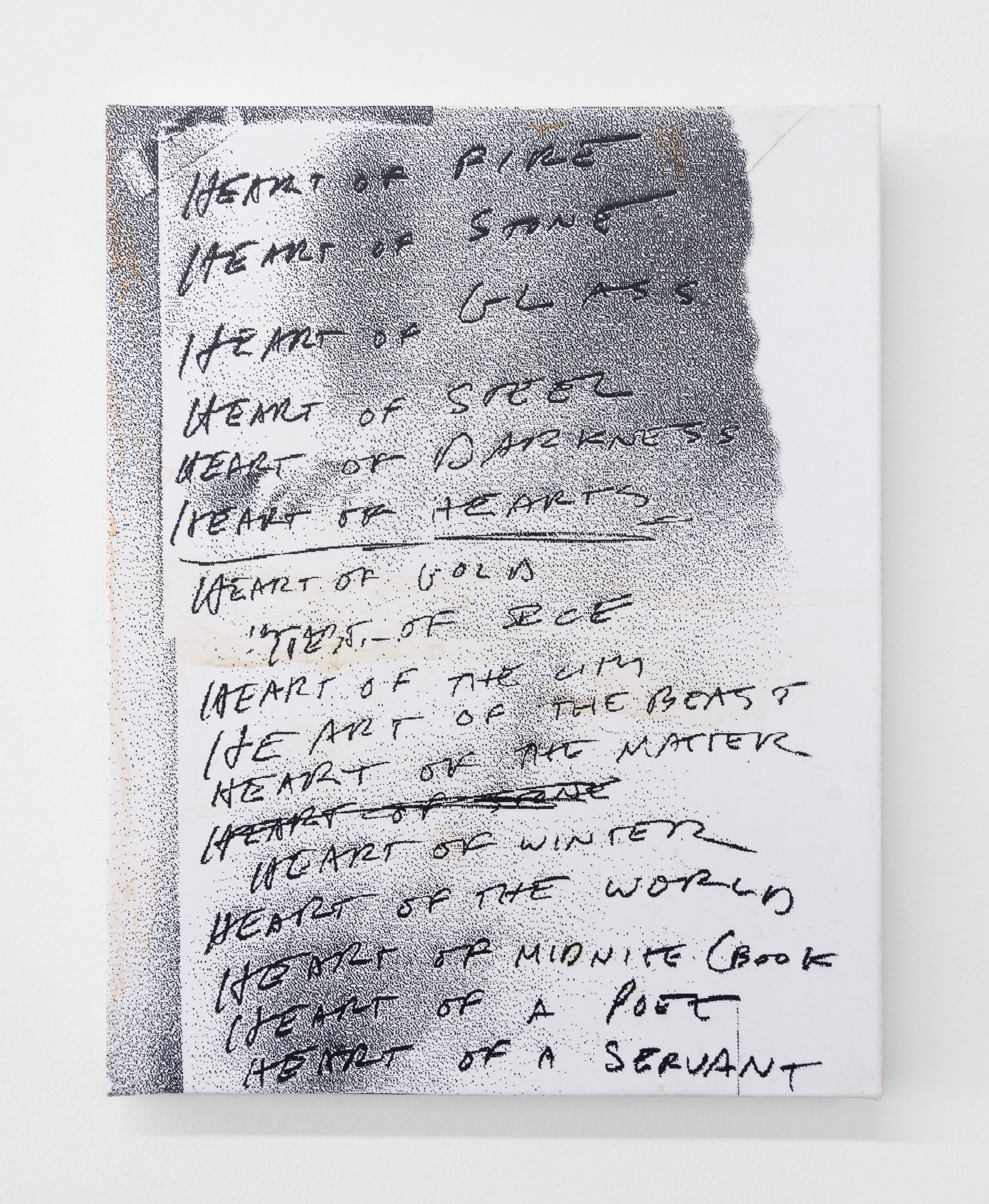 Andy Meerow, Heart of Hearts, 2025, Screenprint and acrylic on paper laid to canvas 14 x 11 in (35.6 x 27.9 cm)