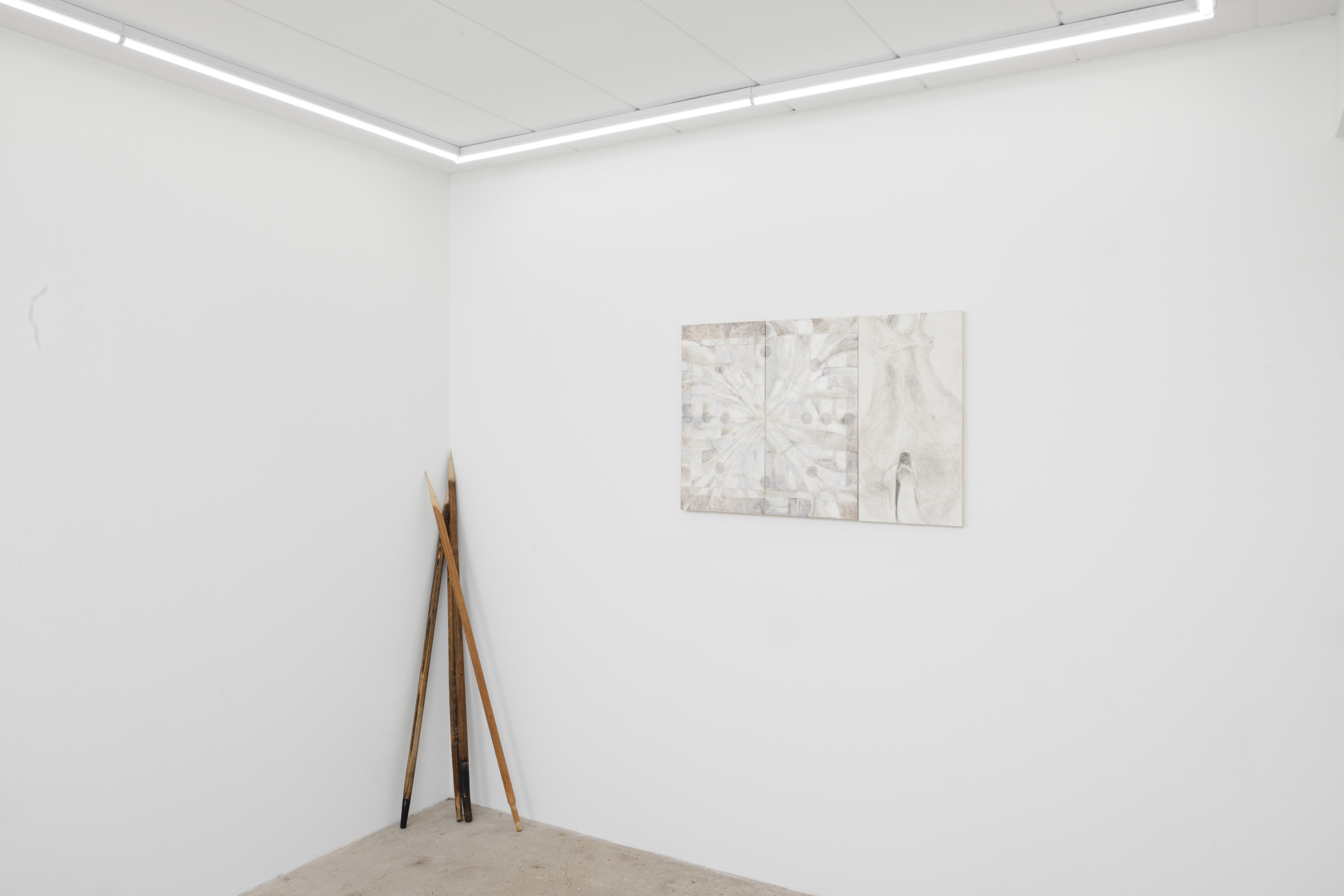 Installation view, Machine Turn Quickly, Hunter Foster and Ang Ziqi Zhang at Romance, Sept 12–Nov 2, 2025. Courtesy of the artists and Romance, Pittsburgh.