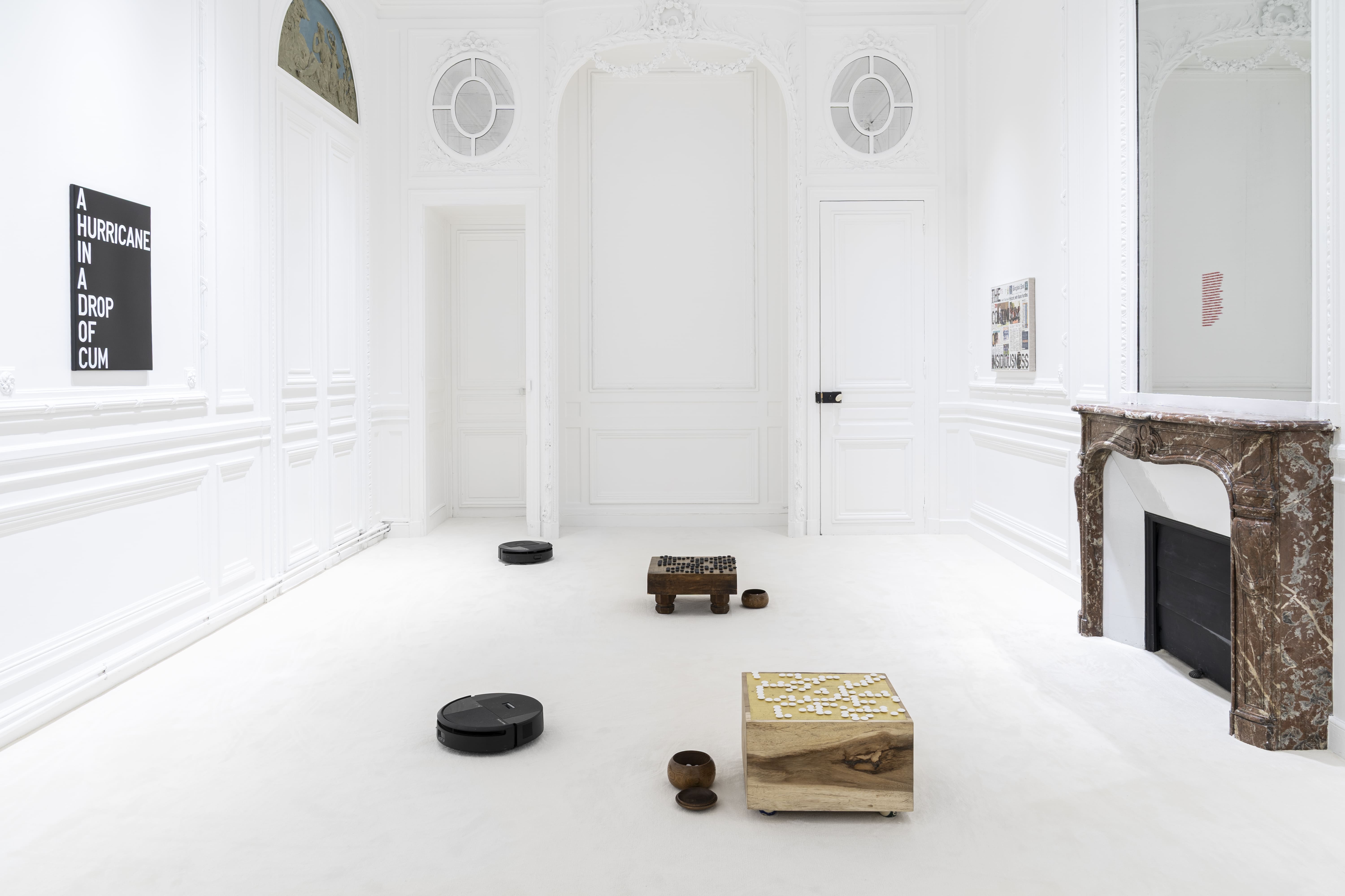 Rirkrit Tiravanija, IN ALIENS WE TRUST, exhibition view, Galerie Chantal Crousel (2025). Courtesy of the artist and Galerie Chantal Crousel. Photo: Jiayun Deng—Galerie Chantal Crousel.