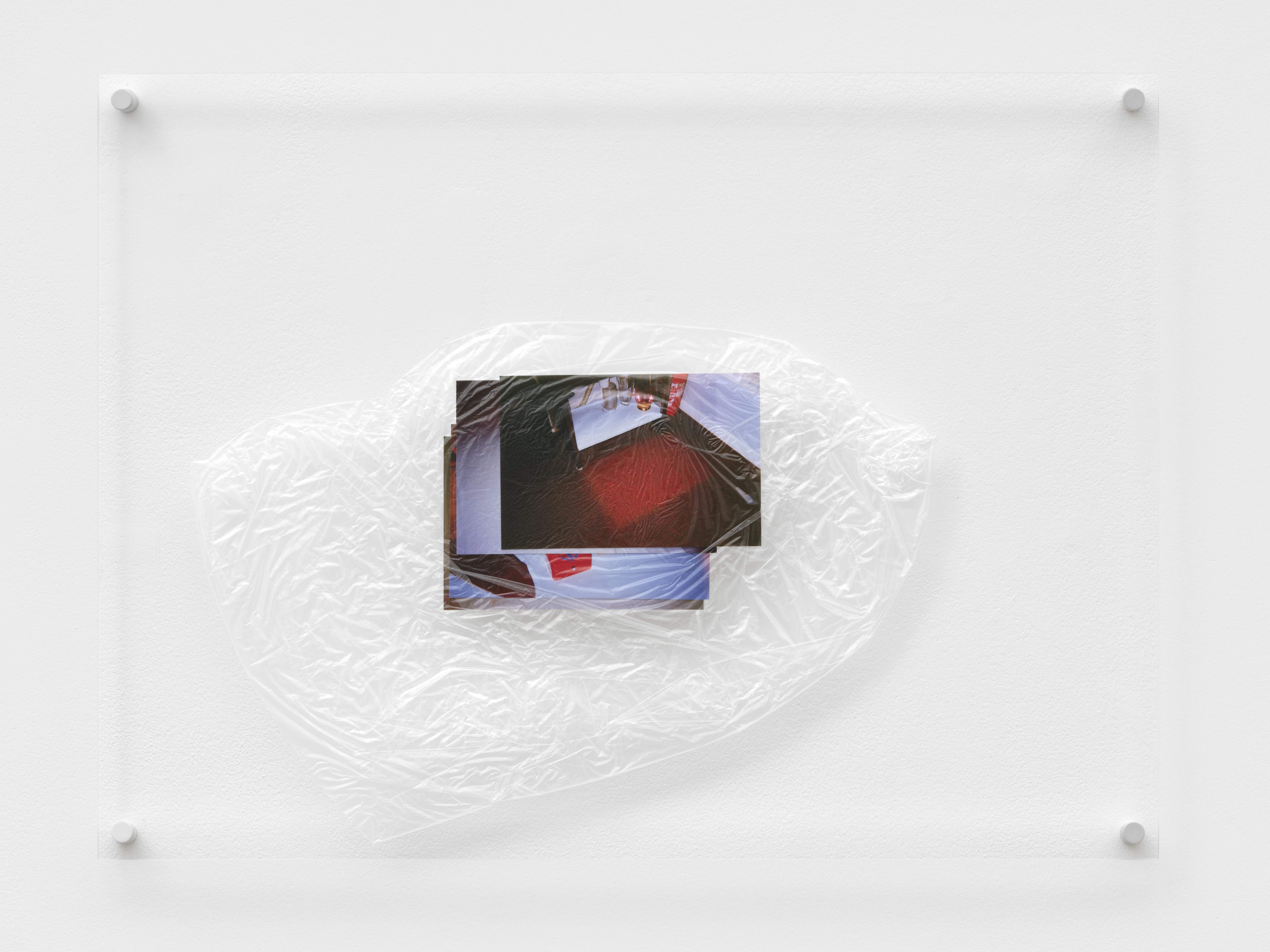 Jasleen Kaur, Small forces, 2025, Acrylic sheets, photographs and polythene bag, 62 x 46 x 3.5 cm. Courtesy the artist and Hollybush Gardens, London. Photo: Eva Herzog