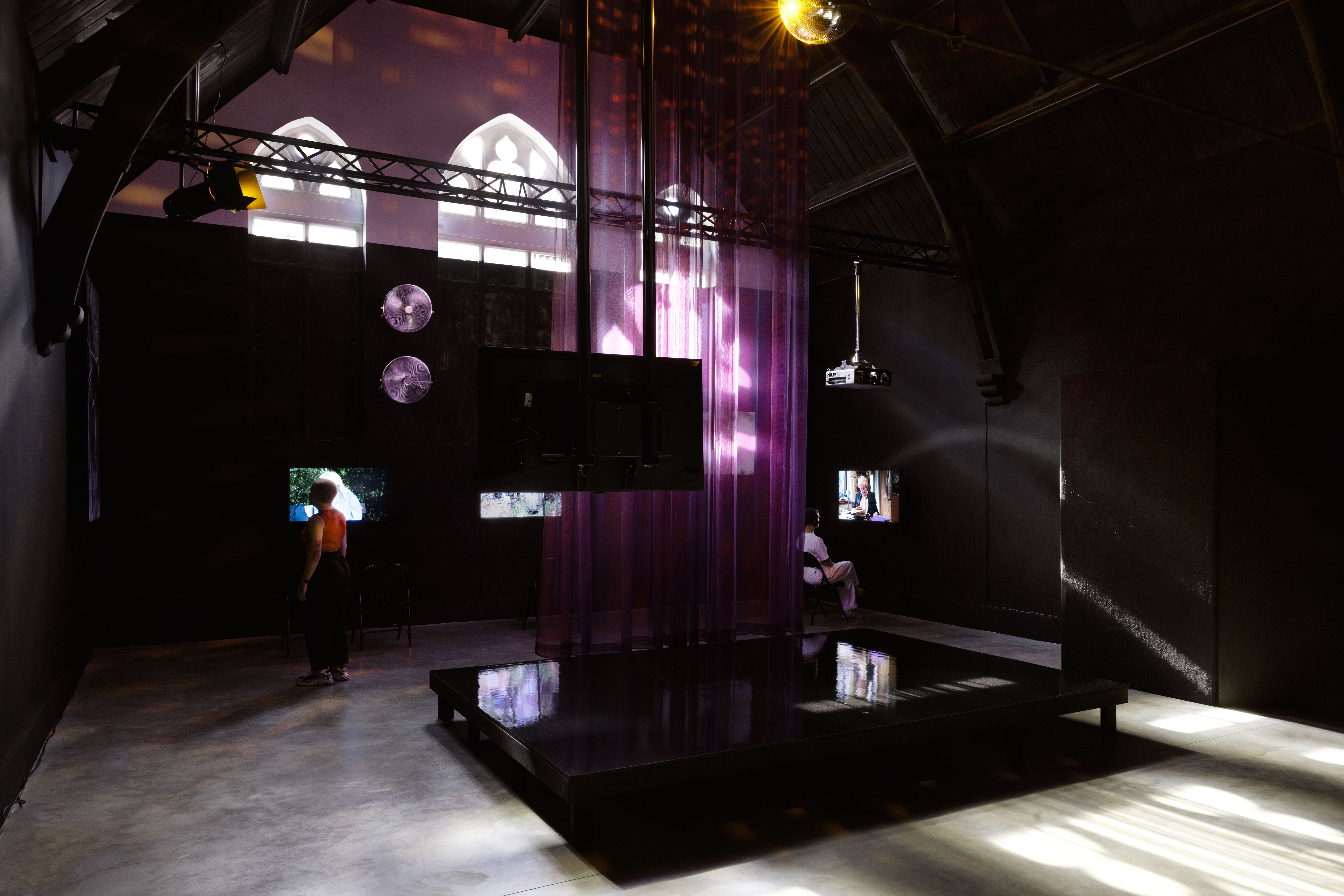 Hilary Lloyd, Very High Frequency, 2025. Installation view at Studio Voltaire. Image courtesy of the artist, Sadie Coles HQ and Studio Voltaire. Credit Dominique Croshaw.