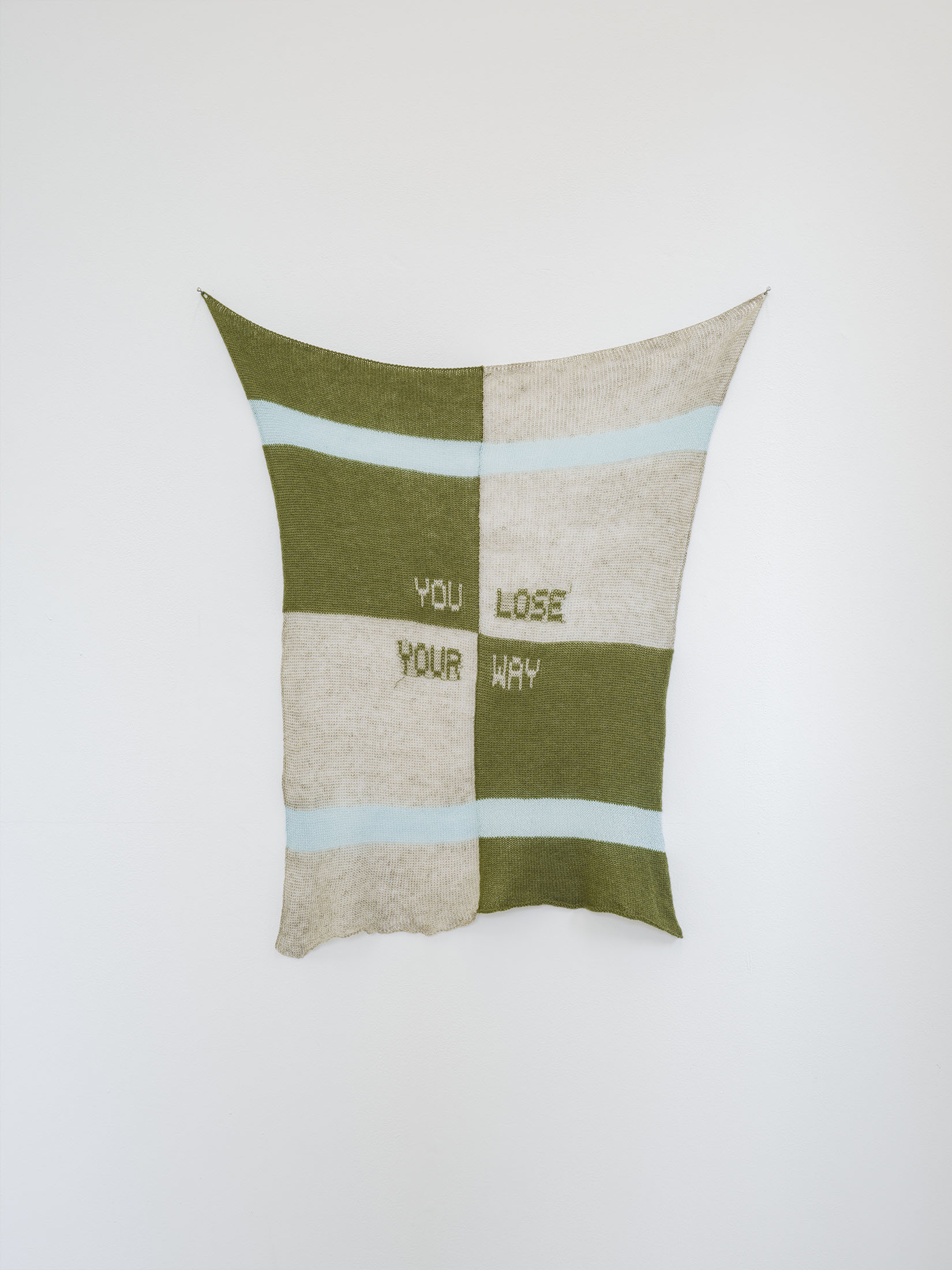 Patrick Carroll, You Lose Your Way, Linen, cashmere, silk, wood, staples, 38x56cm. Courtesy of the artist and Bio Gallery.