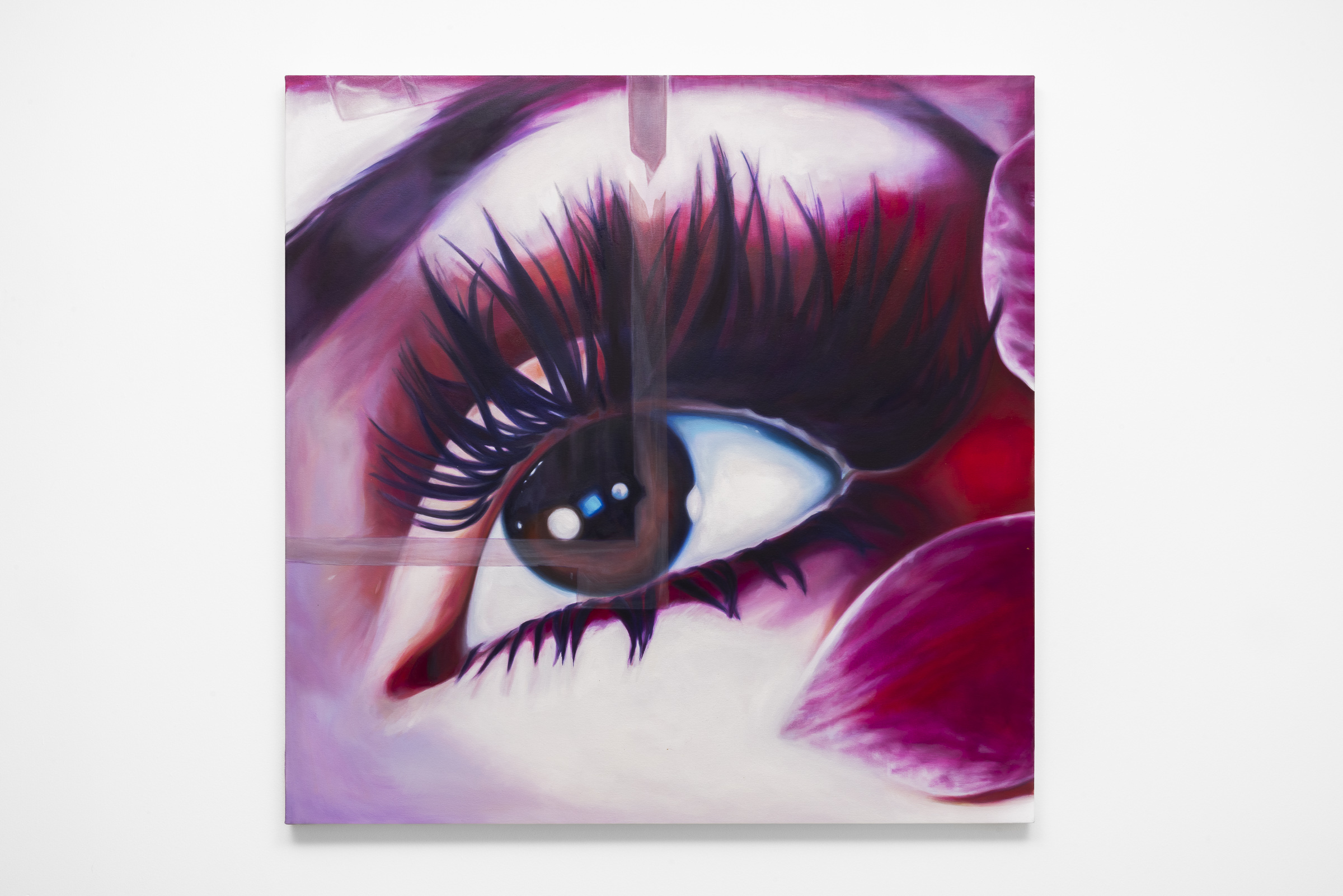 Tasneem Sarkez, Paradise City, 2025, Oil on canvas 40 x 40 in., courtesy of the artist and Romance Gallery.