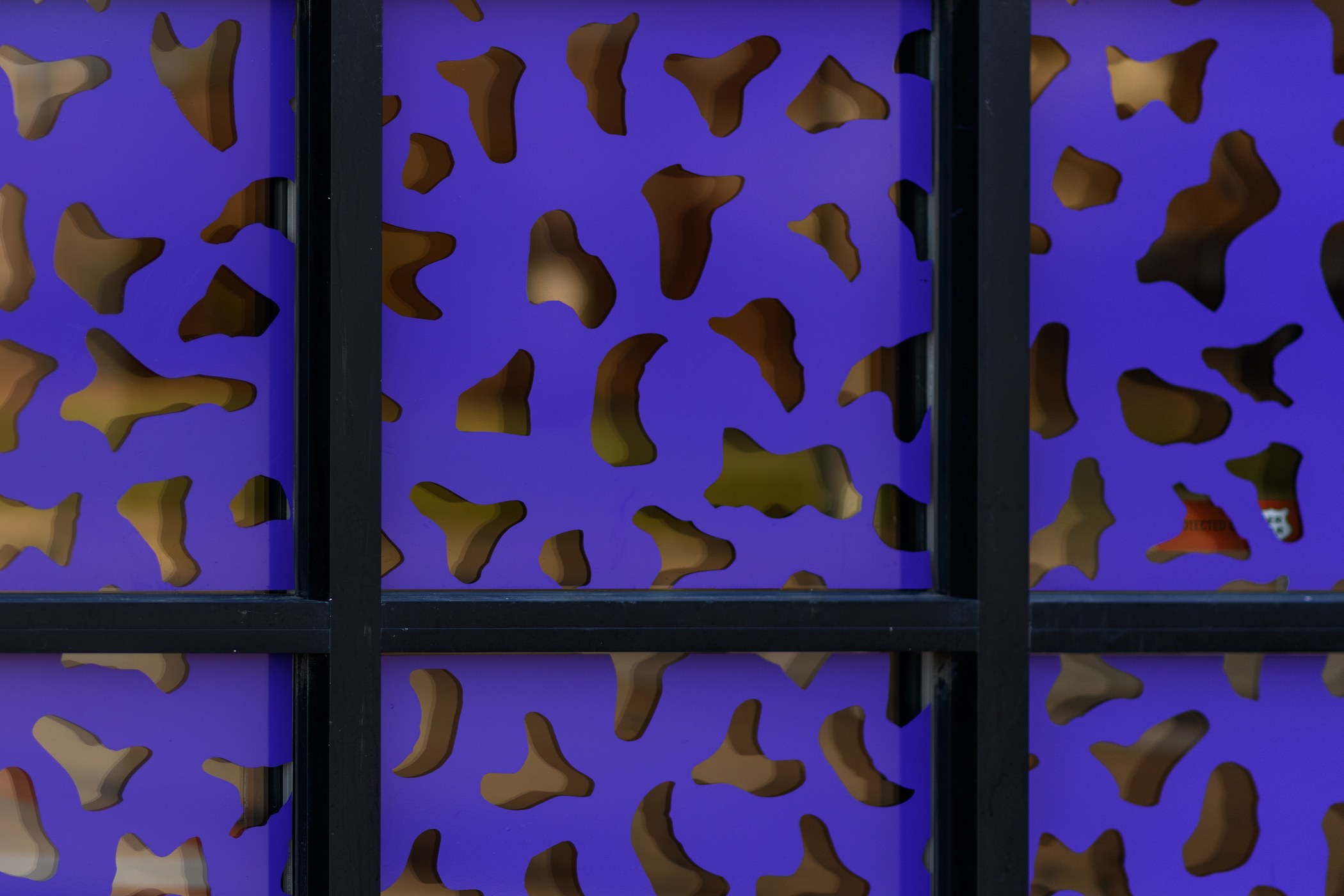 Martine Syms. Belief Strategy XIII, 2016. Color filter on window. Dimensions variable. Images courtesy the artist and Hoffman Donahue. Photos by Michael Lagerman.