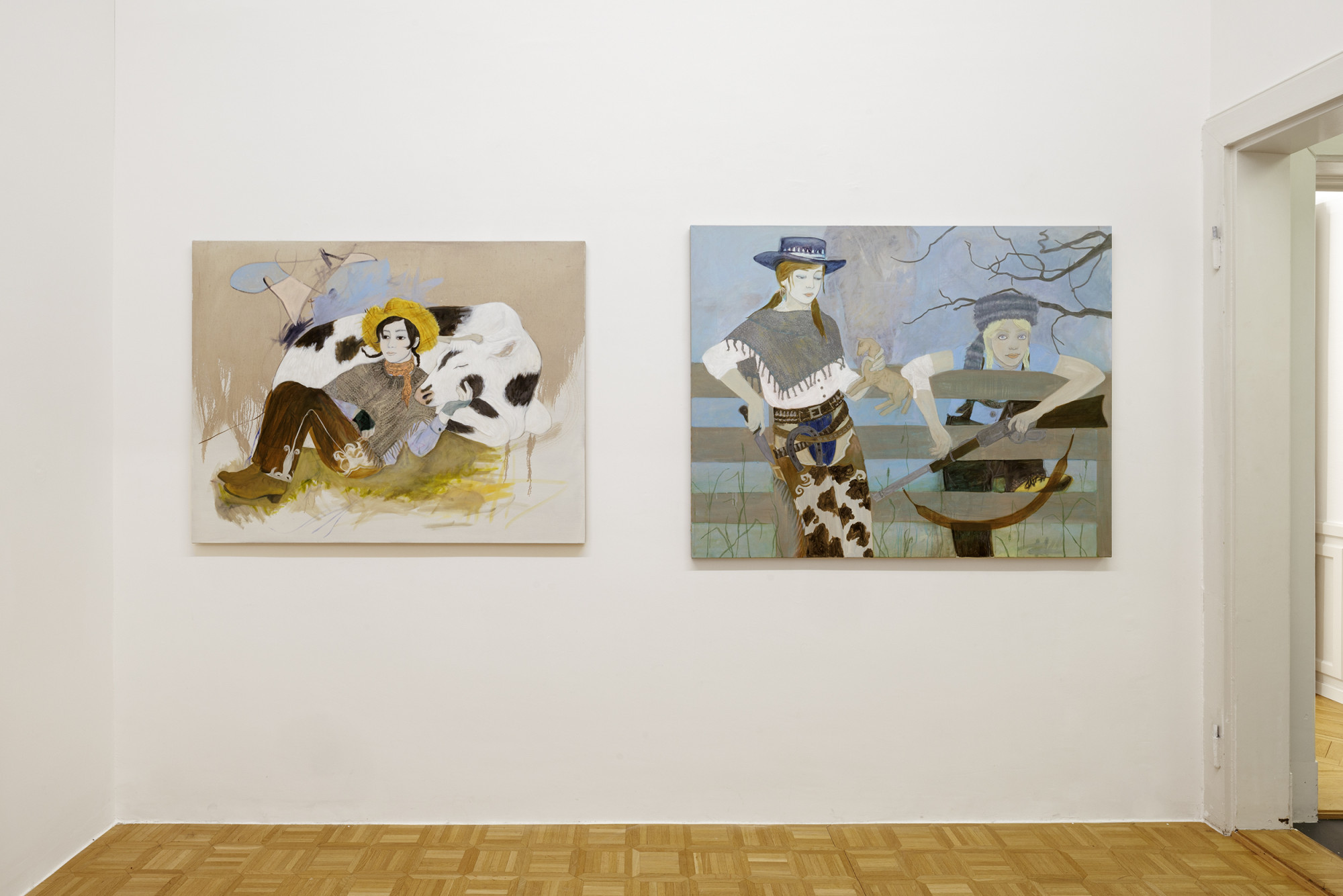 Installation view, Kühe und Pferde, 2025-2026, courtesy of the artists and Galerie Oskar Weiss.