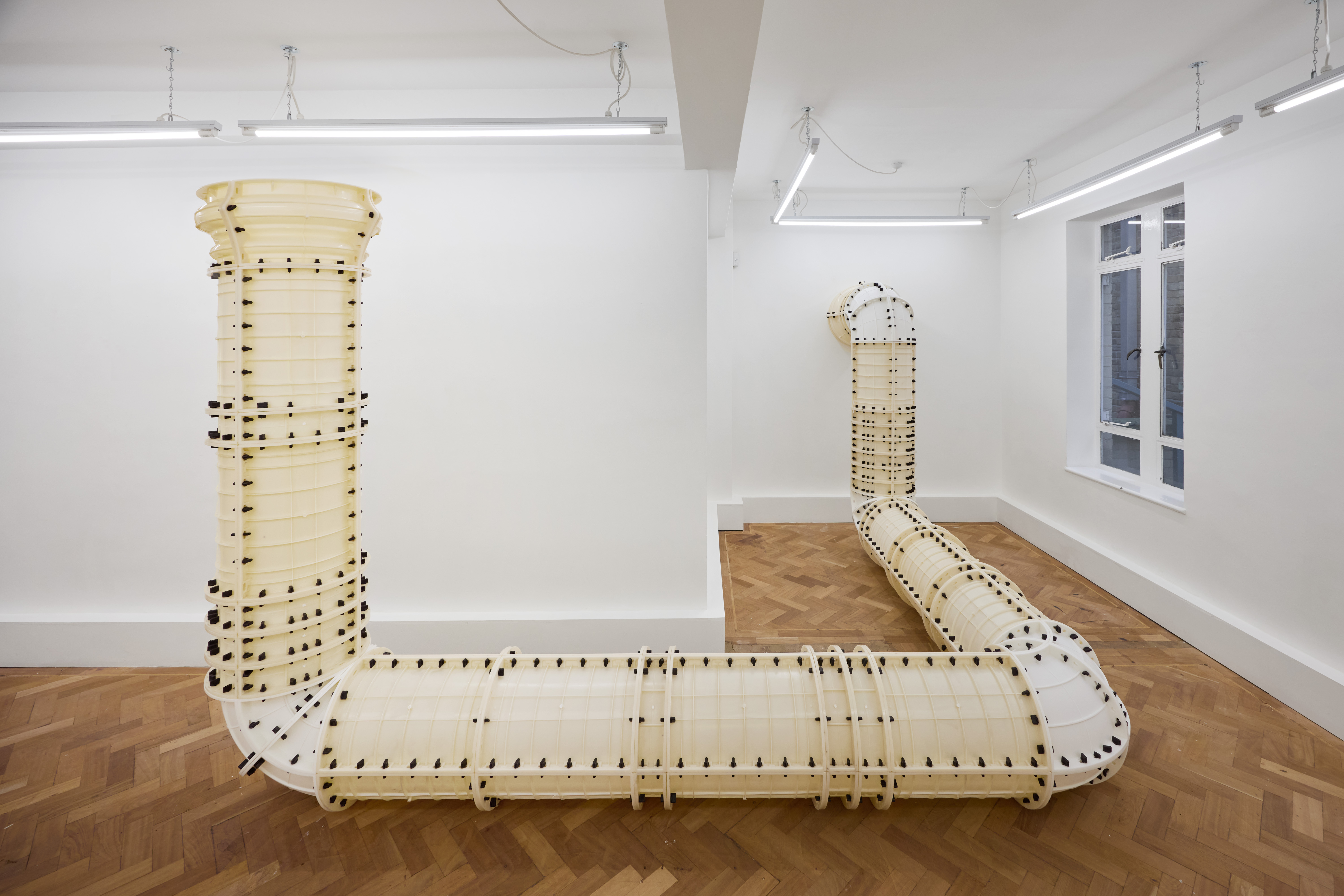 Jan Vorisek, IGBTTLTVOE (Elbow), 2026, ABS (Acrylonitrile Butadiene Styrene) and printed resin. Dimensions variable. Photography: Tom Carter; Courtesy the Artist and Arcadia Missa, London.