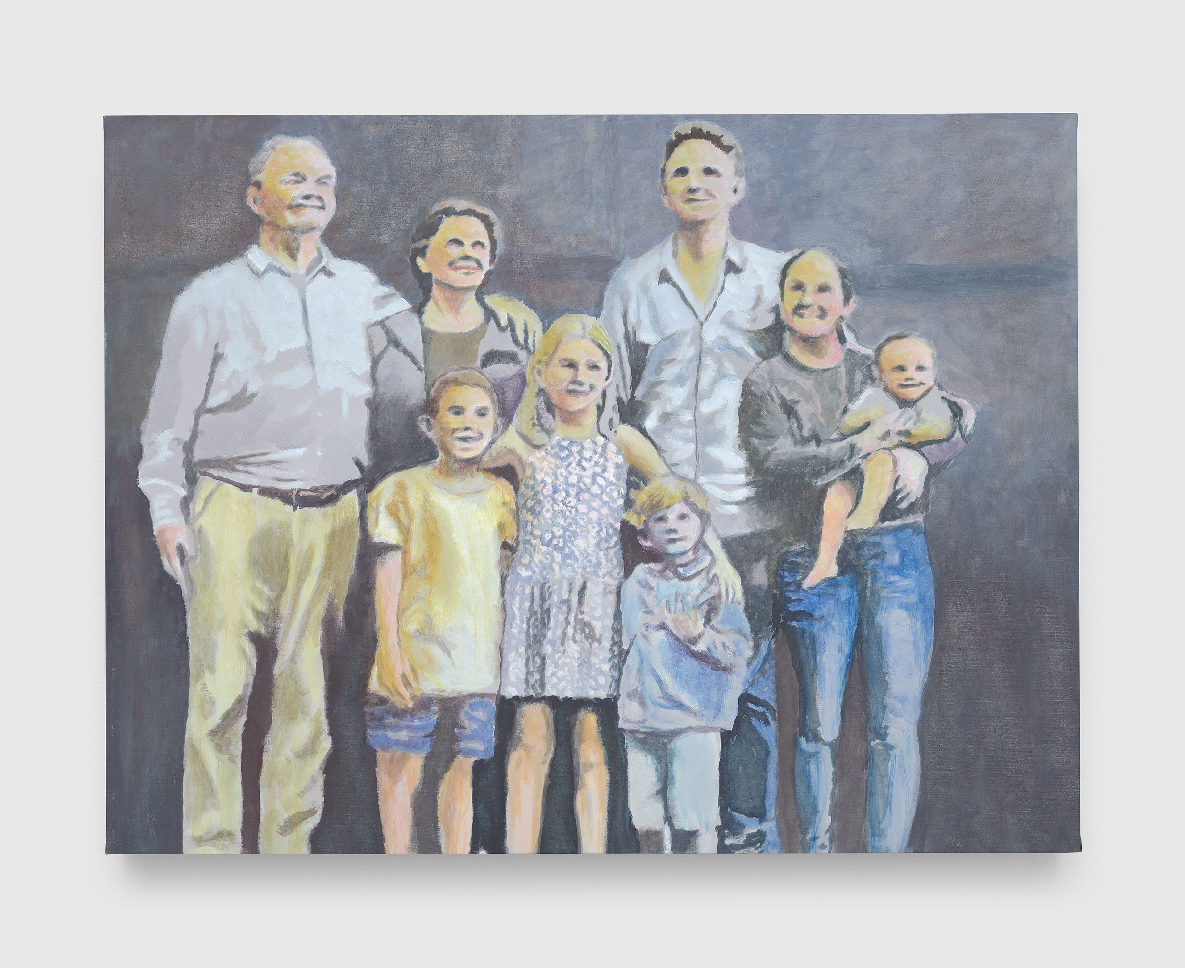 Luc Tuymans, The Family, 2025, Oil on canvas, 45 3/8 x 59 3/4 inches (115.3 x 151.7 cm). Courtesy of the artist and David Zwirner.