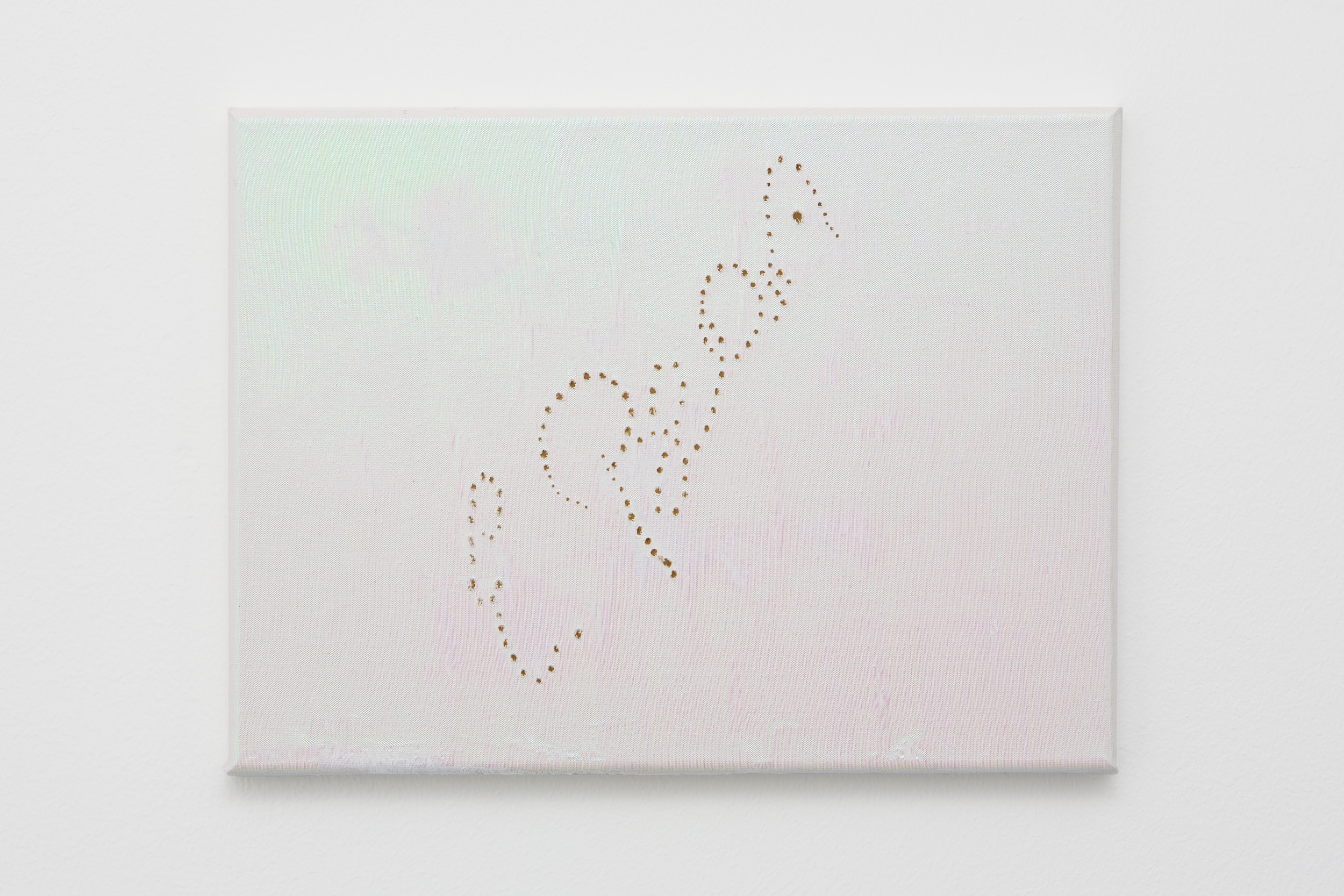 Valentina Vaccarella, Manon des Sources, 2026. Organza and holes on canvas. 23 × 30.5 cm. Photo credit: Philipp Rupp. Courtesy of the artist and sentiment.
