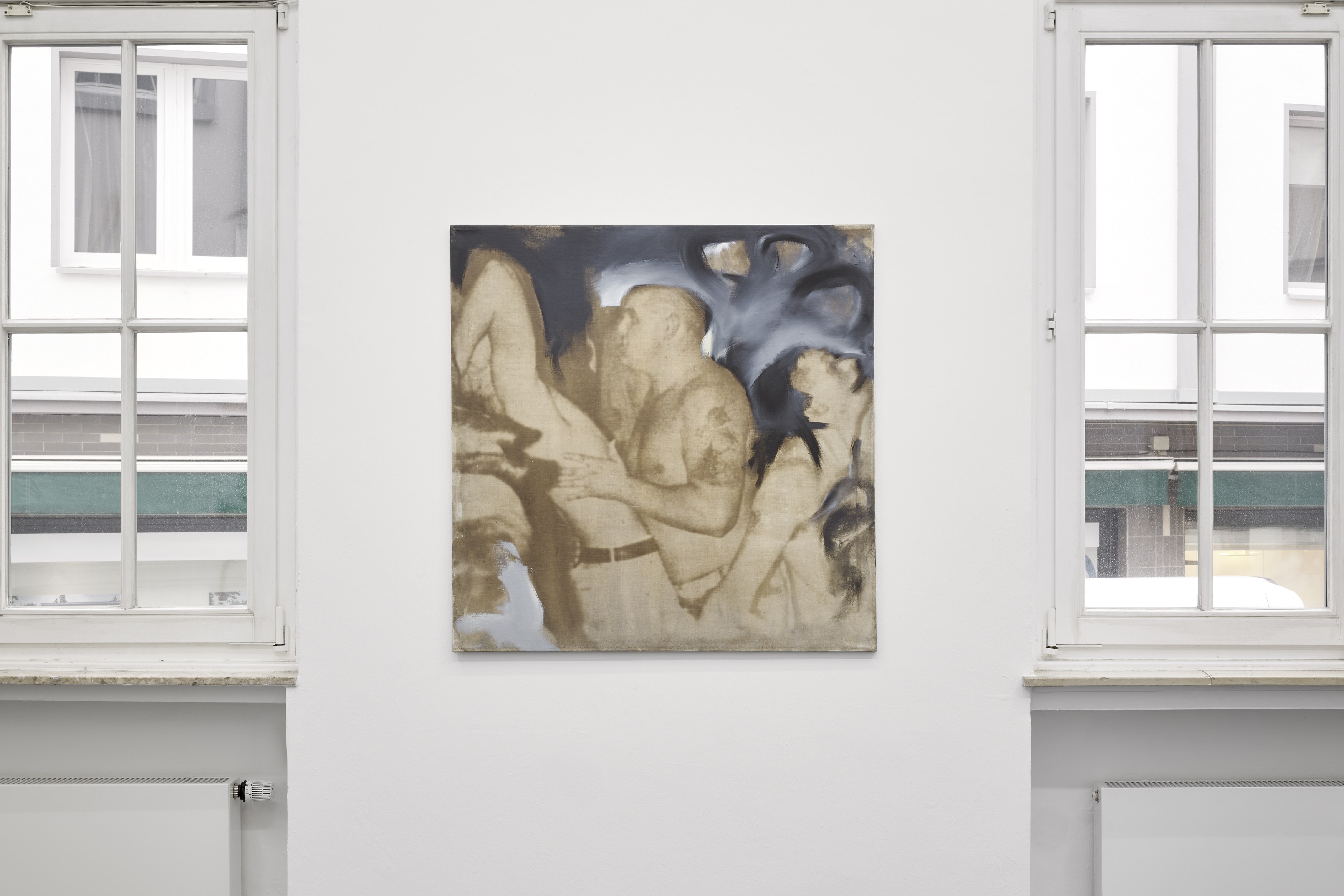 Matthias Groebel, Untitled, 1989, Photo emulsion and oil on canvas, 95 × 95 cm / 37 ⅜ × 37 ⅜ in. Courtesy of the artist and DREI.