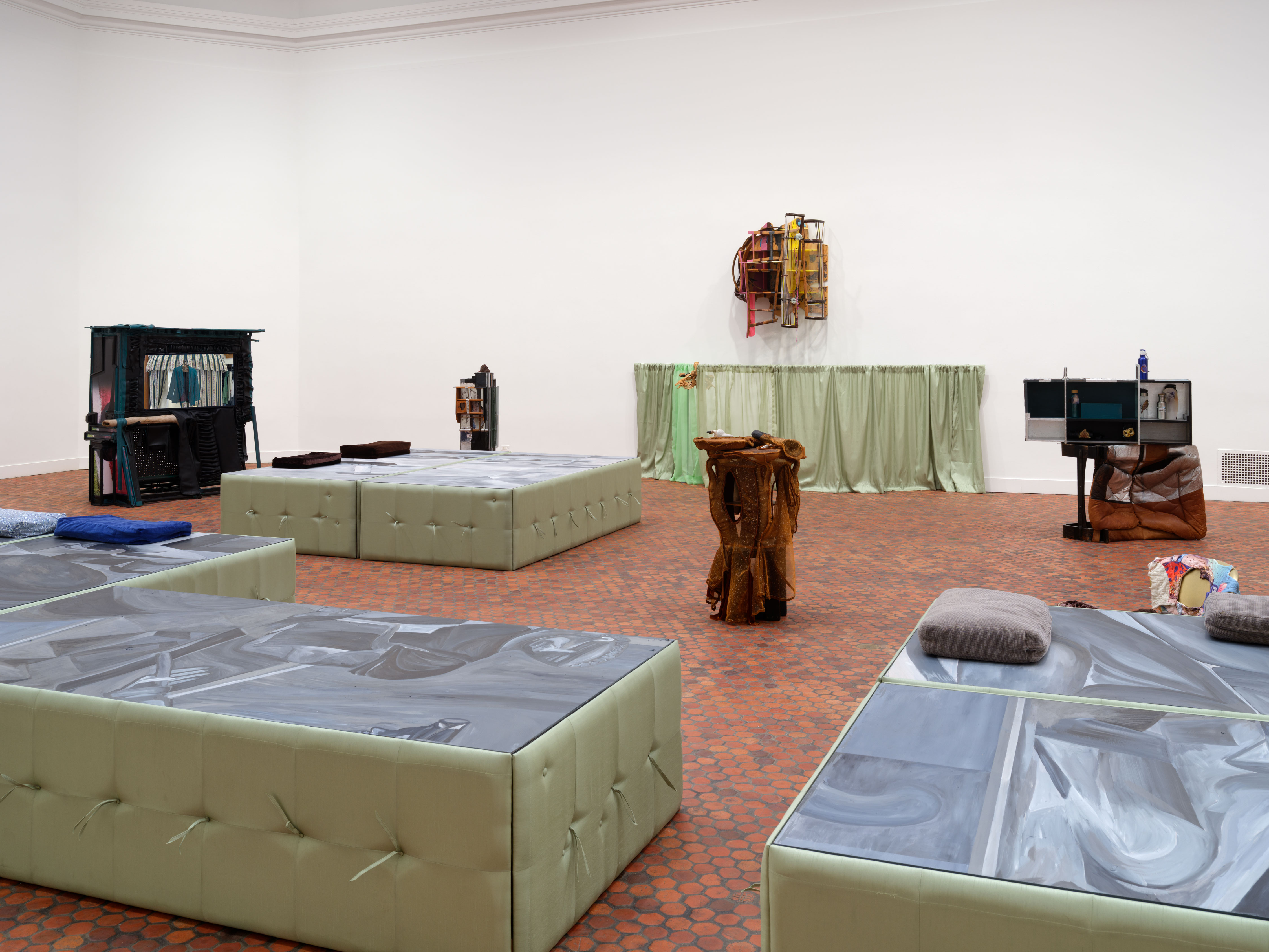 Installation view, Jessi Reaves, process invented the mirror, American Academy of Arts and Letters, 2026. Photo: Steven Probert Studio.