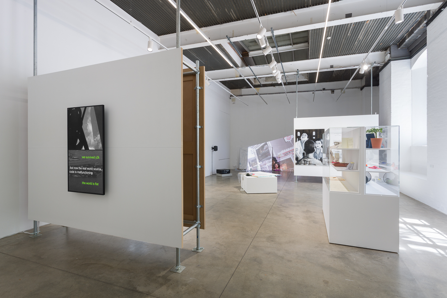 Installation view, Genuine Fake Premium Economy: Jenna Bliss, Buck Ellison & Jasmine Gregory, Institute of Contemporary Arts, London, 2026. Photo: Rob Harris.