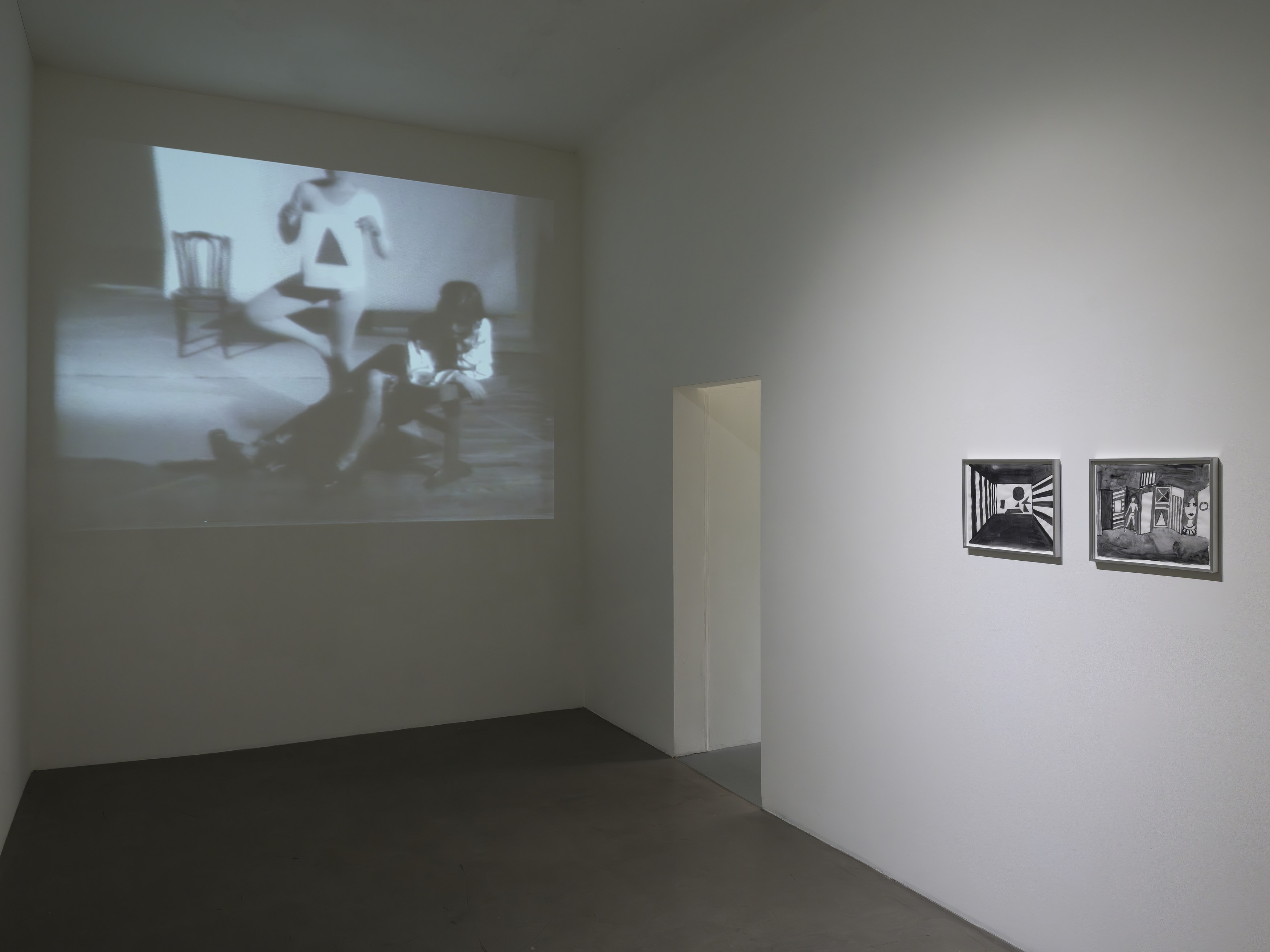 Installation view, Joan Jonas and Silke Otto-Knapp, 2026. Courtesy of Michael Benevento and Kristina Kite, Los Angeles