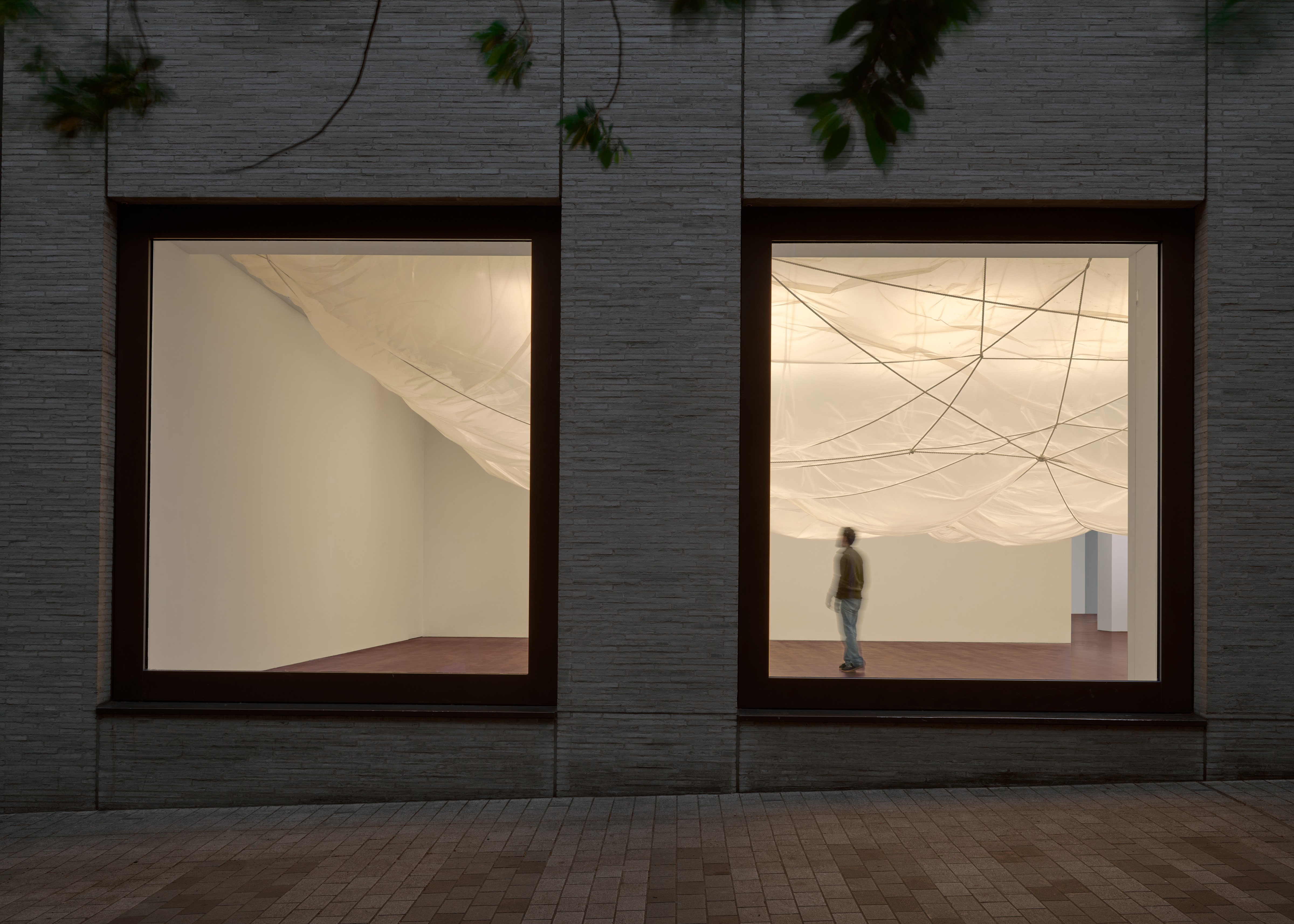 Installation view with Christo and Jeanne-Claude, Air Package on a Ceiling (conceived in 1968). Artwork © Christo and Jeanne-Claude Foundation. Photo: Prudence Cuming Associates Ltd. Courtesy of the artists and Gagosian.