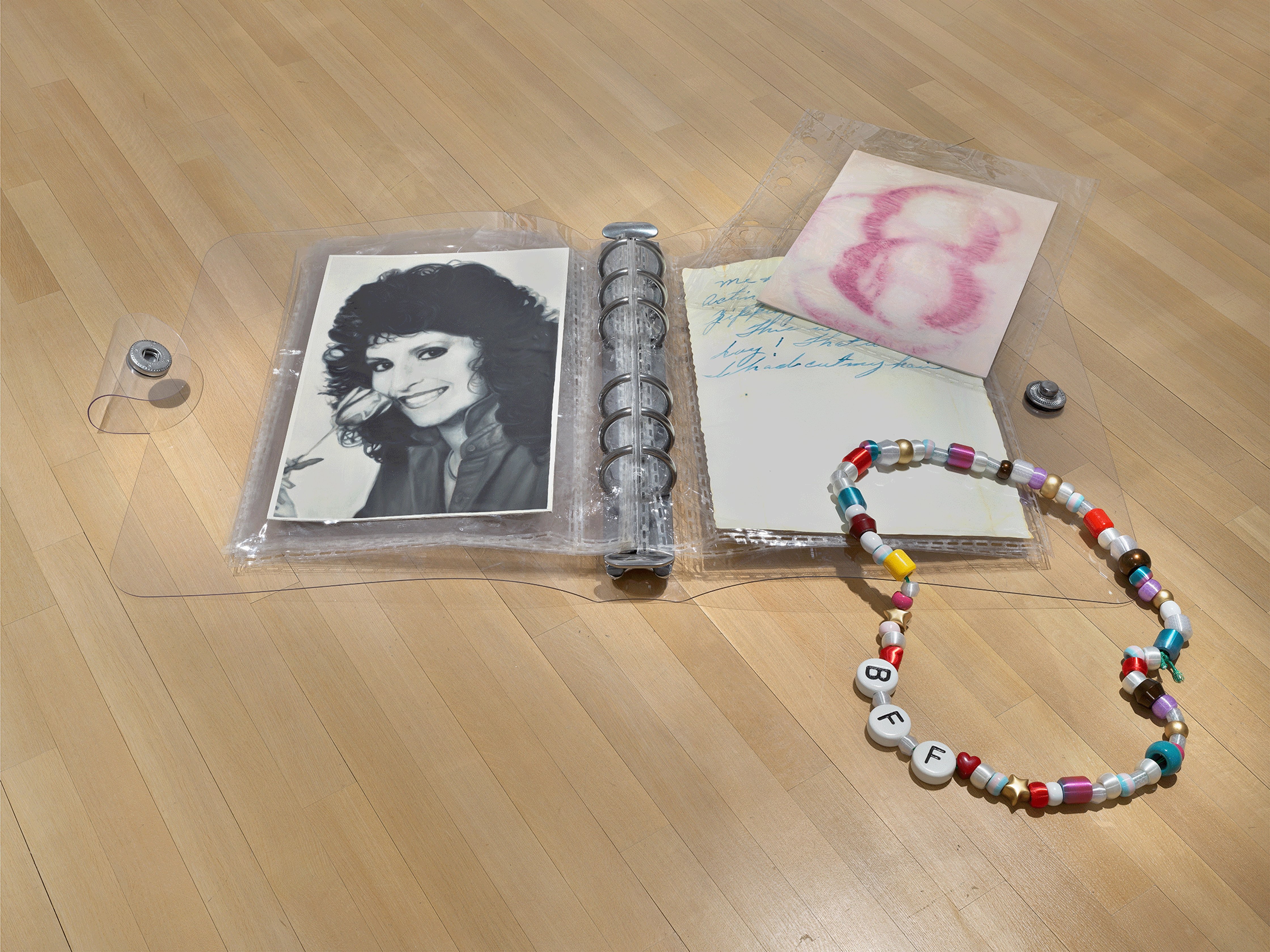 Chloe Chiasson, Best Friends Forever, 2026, Mixed media installation with plastic, paper, oil, acrylic, rope, 86.6 x 83 x 7.1 in. 220 x 224 x 18 cm . Courtesy of the artist and Anton Kern Gallery.