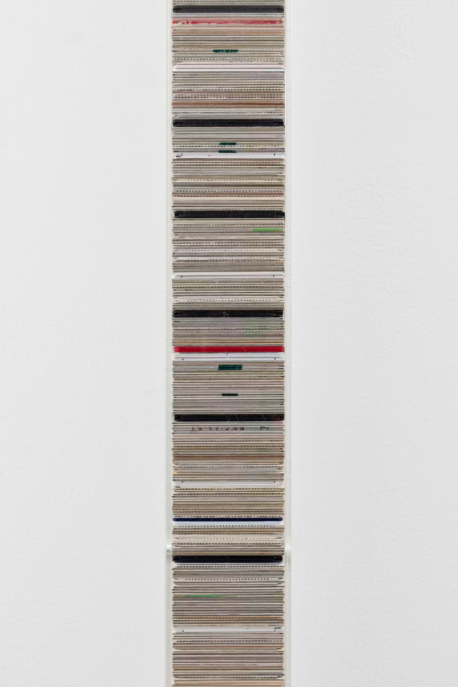 Zazou Roddam, Stratum #1, 2026, stainless steel, slide film, plexiglass, 140 × 5 × 5 cm. Courtesy of the artist and Brunette Coleman.