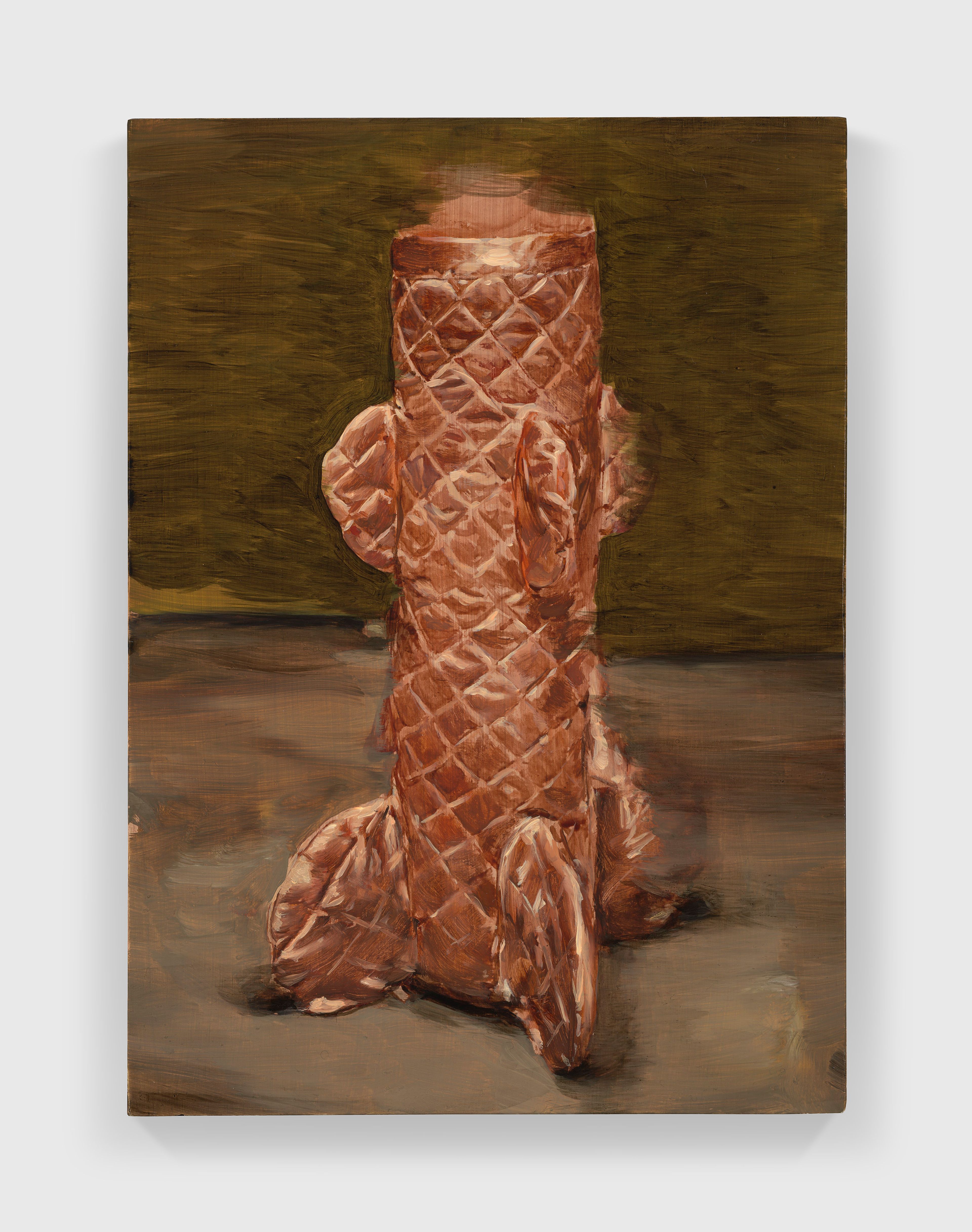 Michaël Borremans, Happiness, 2026, Oil on wood panel, 11 3/4 x 8 1/2 inches (30 x 21.5 cm). Courtesy of the artist and David Zwirner.