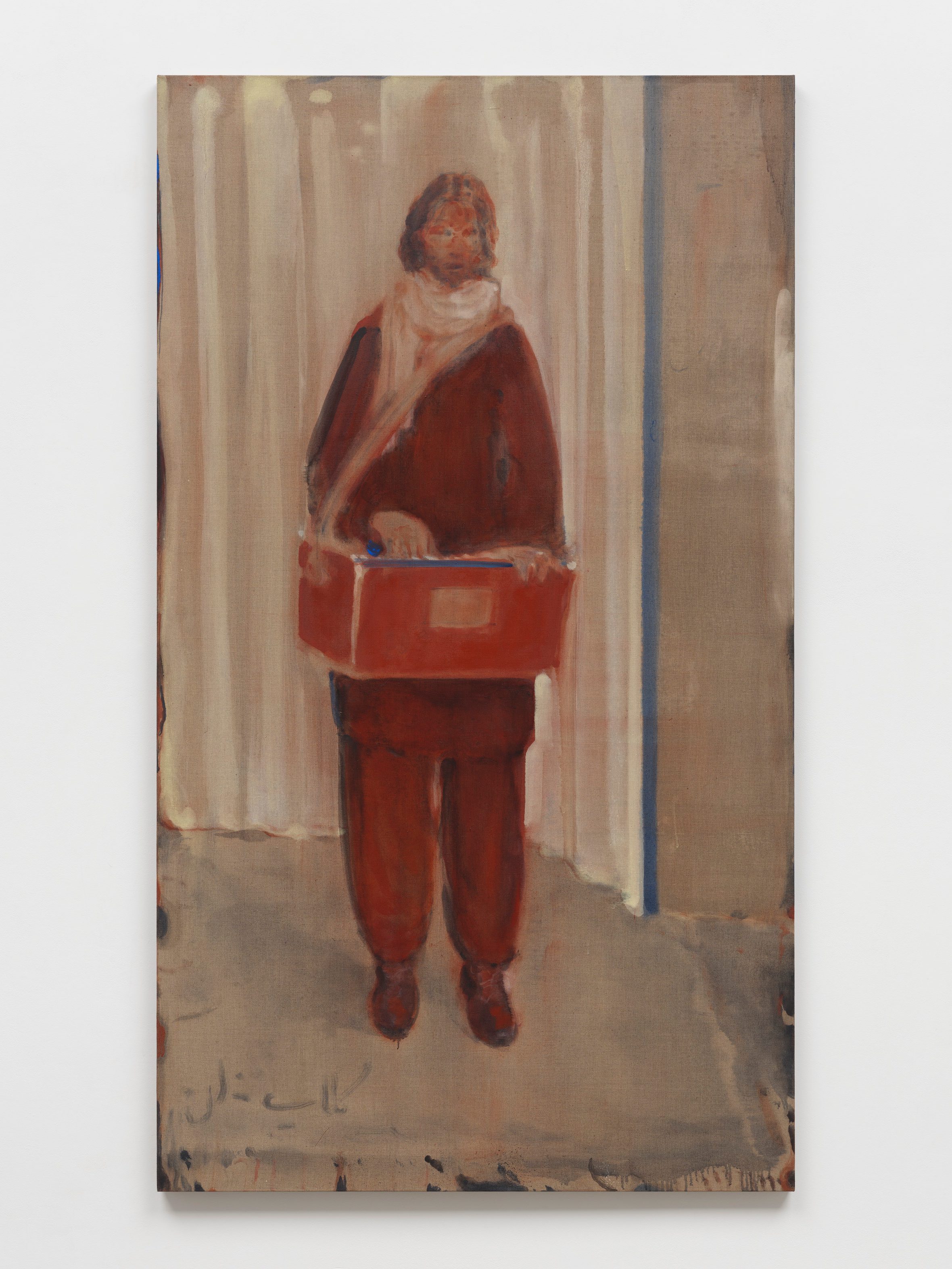 Suleman Aqeel Khilji, Gulaap گلاب 2025-26, Oil and pigments on linen, 180.2 x 120 x 4 cm | 71 x 47 1/4 x 1 1/2 in. Courtesy of the artist and White Cube.