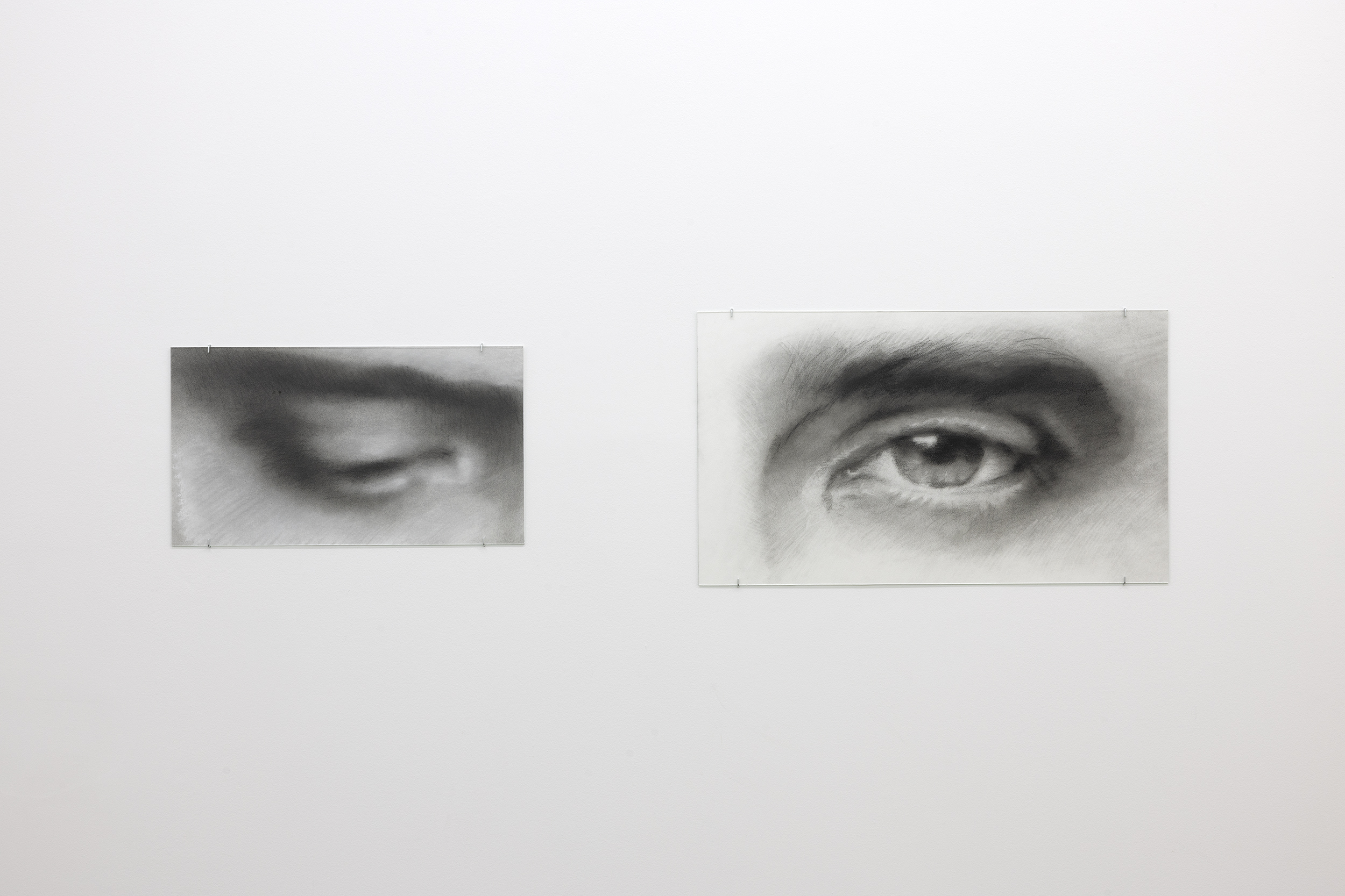 Nicolas Ceccaldi, Amnesia, 2026, Charcoal and pastel on paper, two parts 30 x 53 cm (12 x 21 in) 41 x 71 cm (16 x 28 in) (NC/57). Courtesy of the artist and Edouard Montassut.