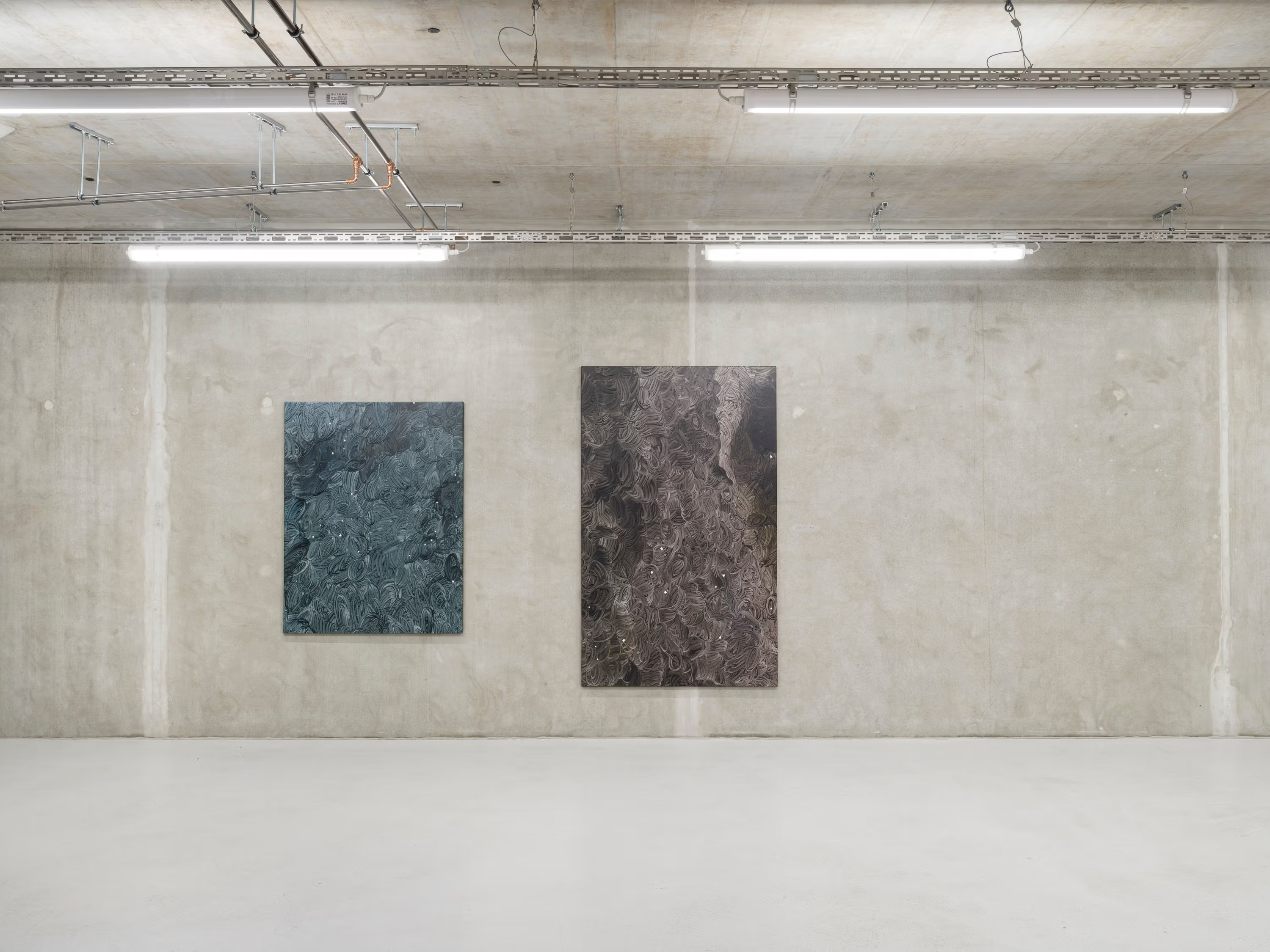 Laura Langer, Night Stage and Night Stage, 2016, oil on canvas, 130 x 100 cm and 180 x 110 cm. Courtesy of the artist and Galerie Molitor, Berlin.