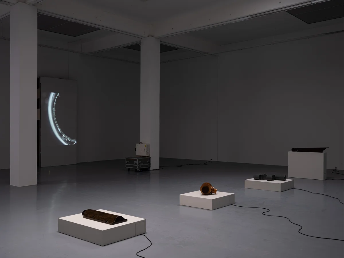Dora Budor, MY ENERGY COMES FROM FREEDOM. Exhibition view, Bonner Kunstverein, 2026. Photo: Oskar Lee. Courtesy the artist and Galerie Molitor, Berlin.