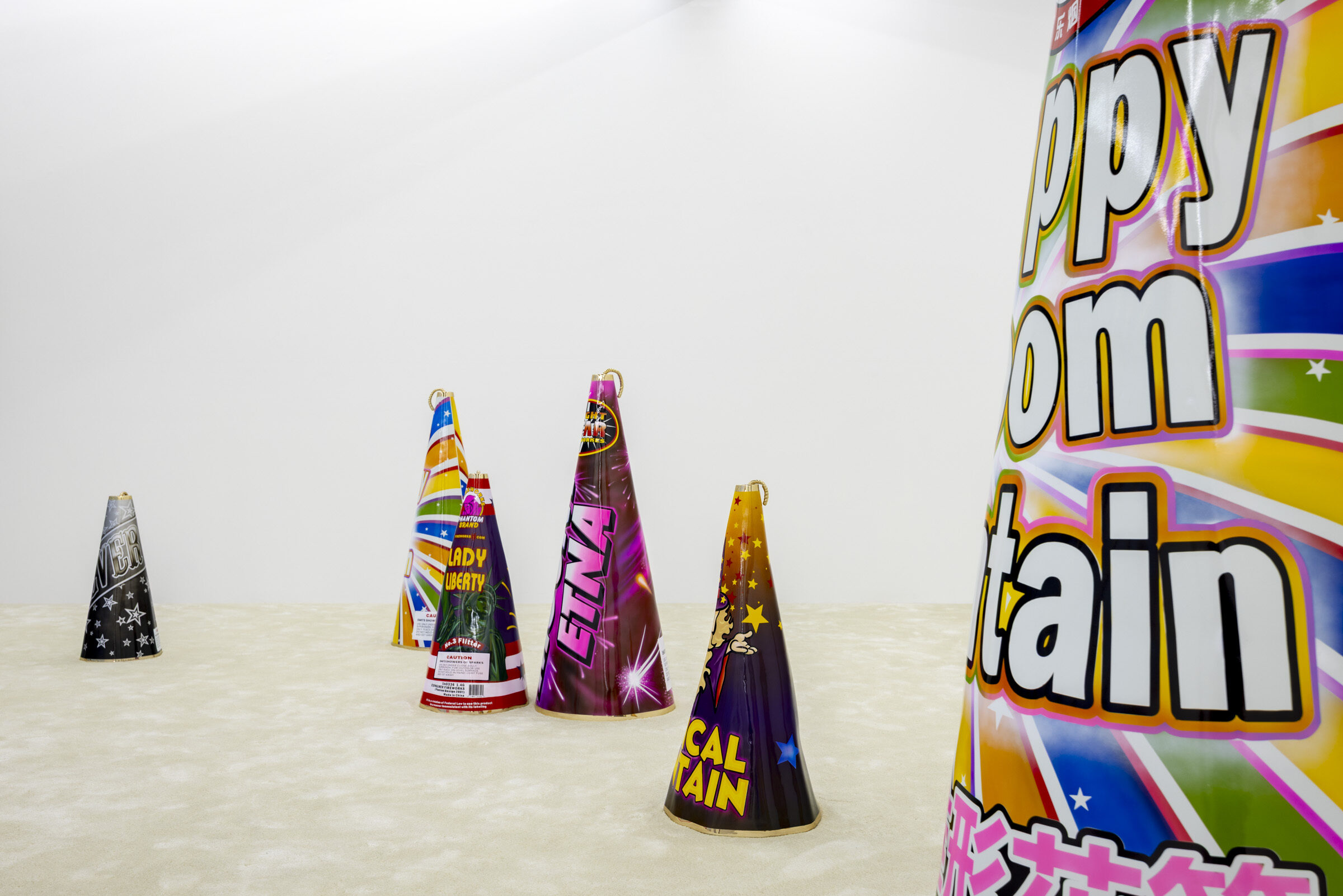 Installation view, Sylvie Fleury & Esben Weile Kjær: ULTIMATE CHARGE (2026). Courtesy of the artists and Andersen's Contemporary, Copenhagen. Photo: Malle Madsen.