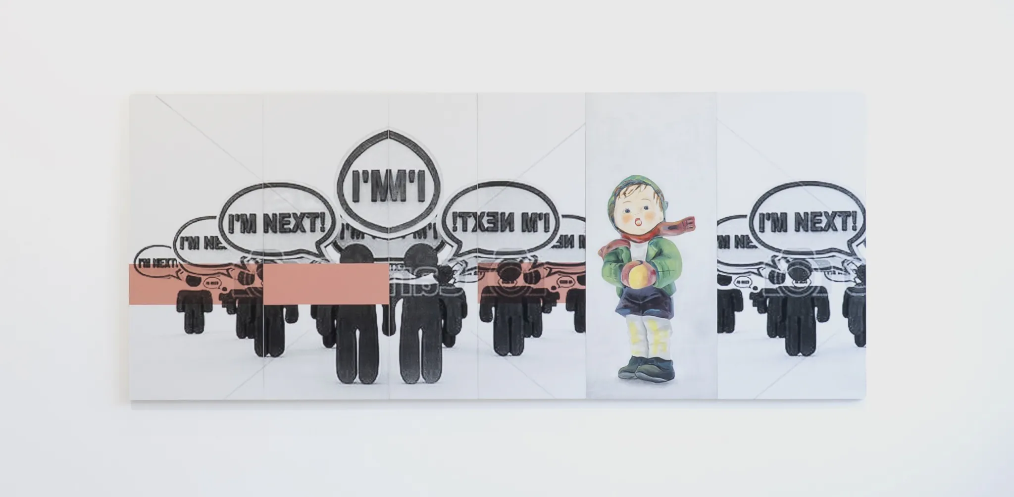 Julia Wachtel, Im Next, 2019, oil and acrylic on canvas, 152 x 366 cm. Courtesy of the artist and Klemm's.