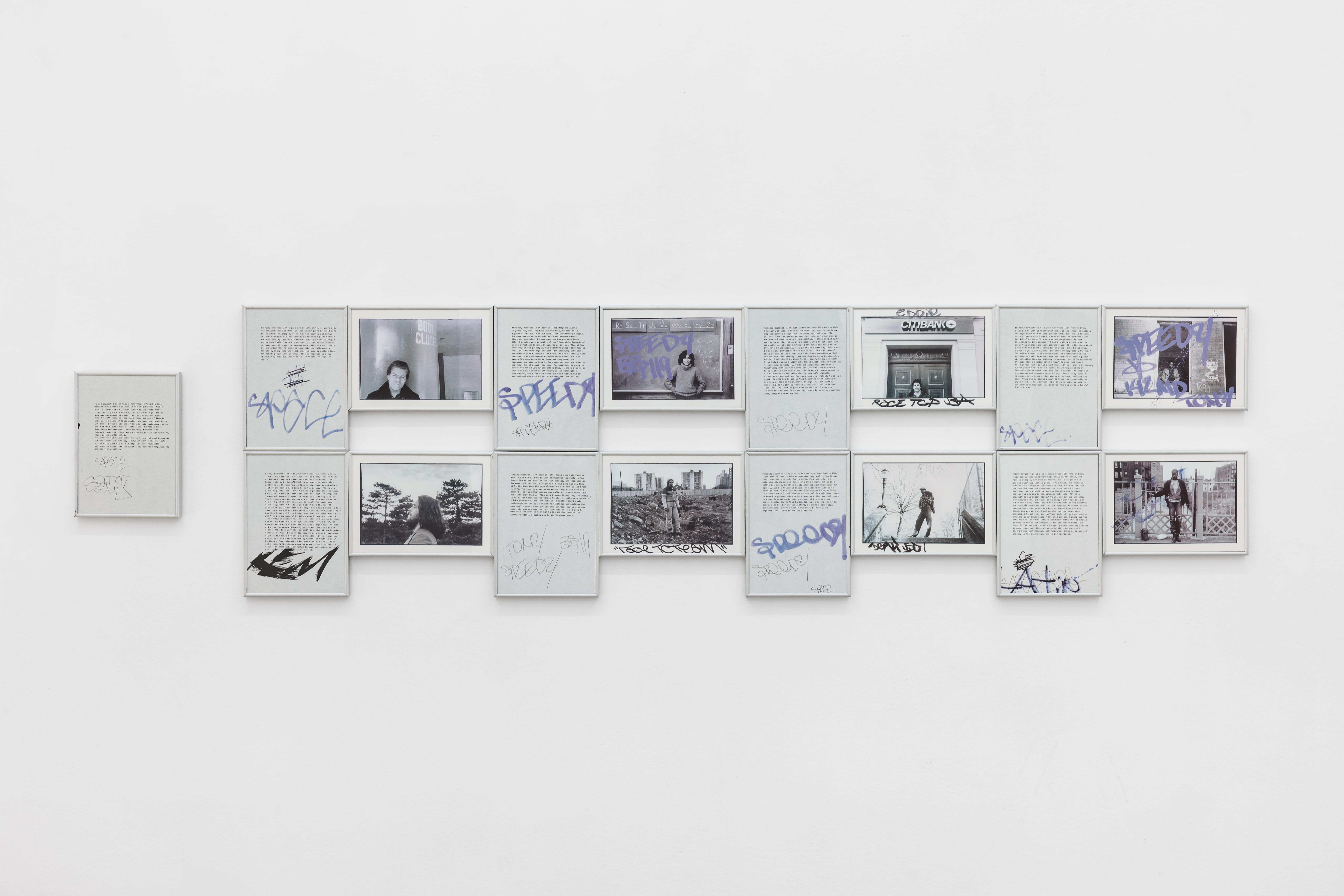 Sophie Calle, The Bronx, 2002 (1980) Ink and acrylic on paper (printed version composed of 17 frames) 31x22,5cm, framed. Courtesy of the artist and Sophie Tappeiner.