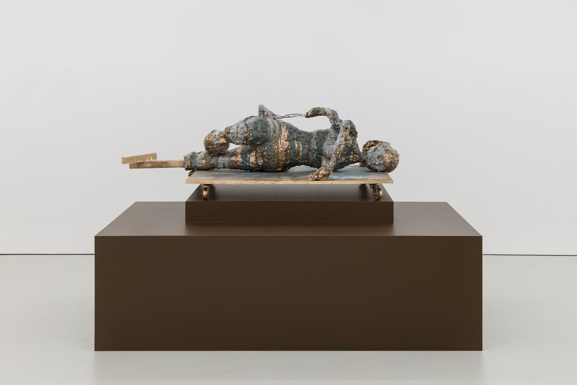 Rebecca Warren, There Will Be Another You, hand-painted bronze, pompom and mixed media on painted MDF plinth bronze: 53 × 179 × 53 cm – 20 7/8 × 70 1/2 × 20 7/8 in plinth: 73 × 206 × 127 cm – 28 3/4 × 81 1/8 × 50 in 2026. Courtesy of the artist and Maureen Paley.