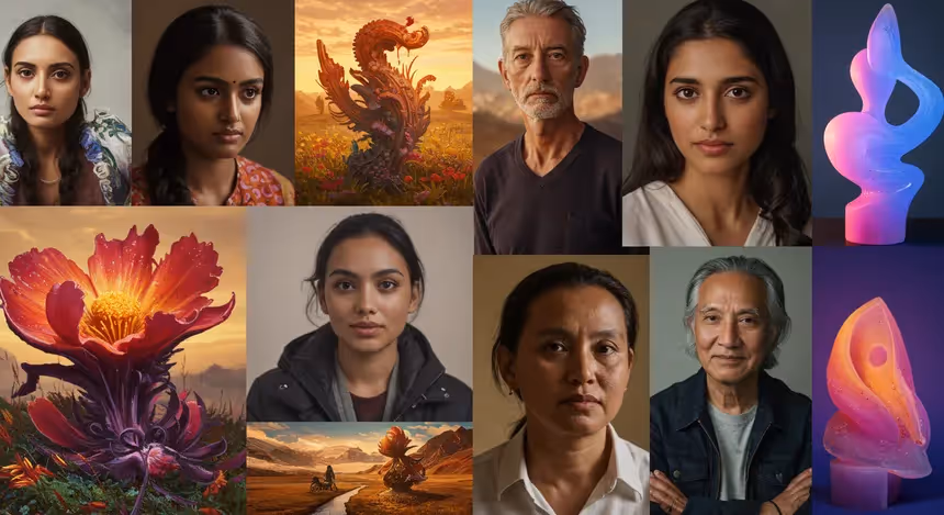 Retratos realistas e artes criados por inteligência artificial