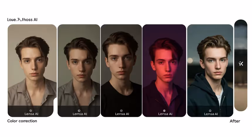 Retratos masculinos com variações de cor geradas por IA