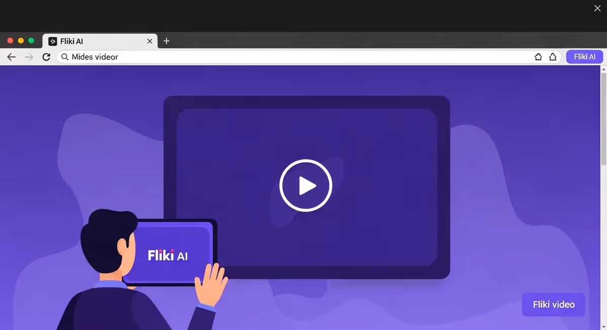 Ilustração de homem projetando vídeo com Fliki AI